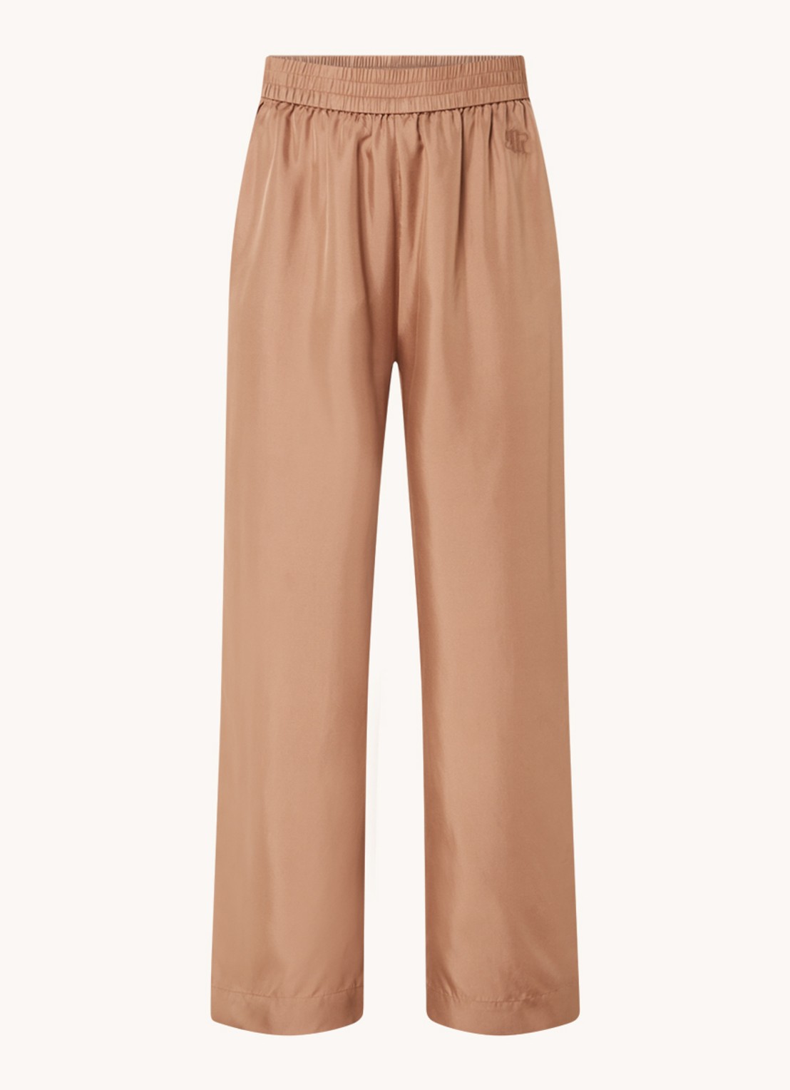 MUNTHE Arum mid waist loose fit broek van zijde - voorkant 4 camel
