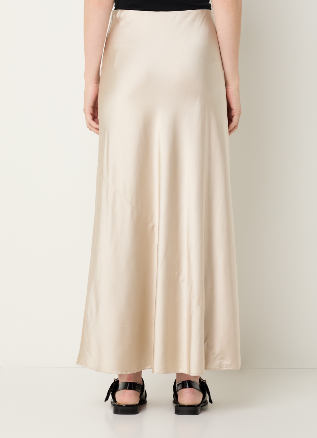 MUNTHE Bardot maxi rok van satijn - achterkant creme