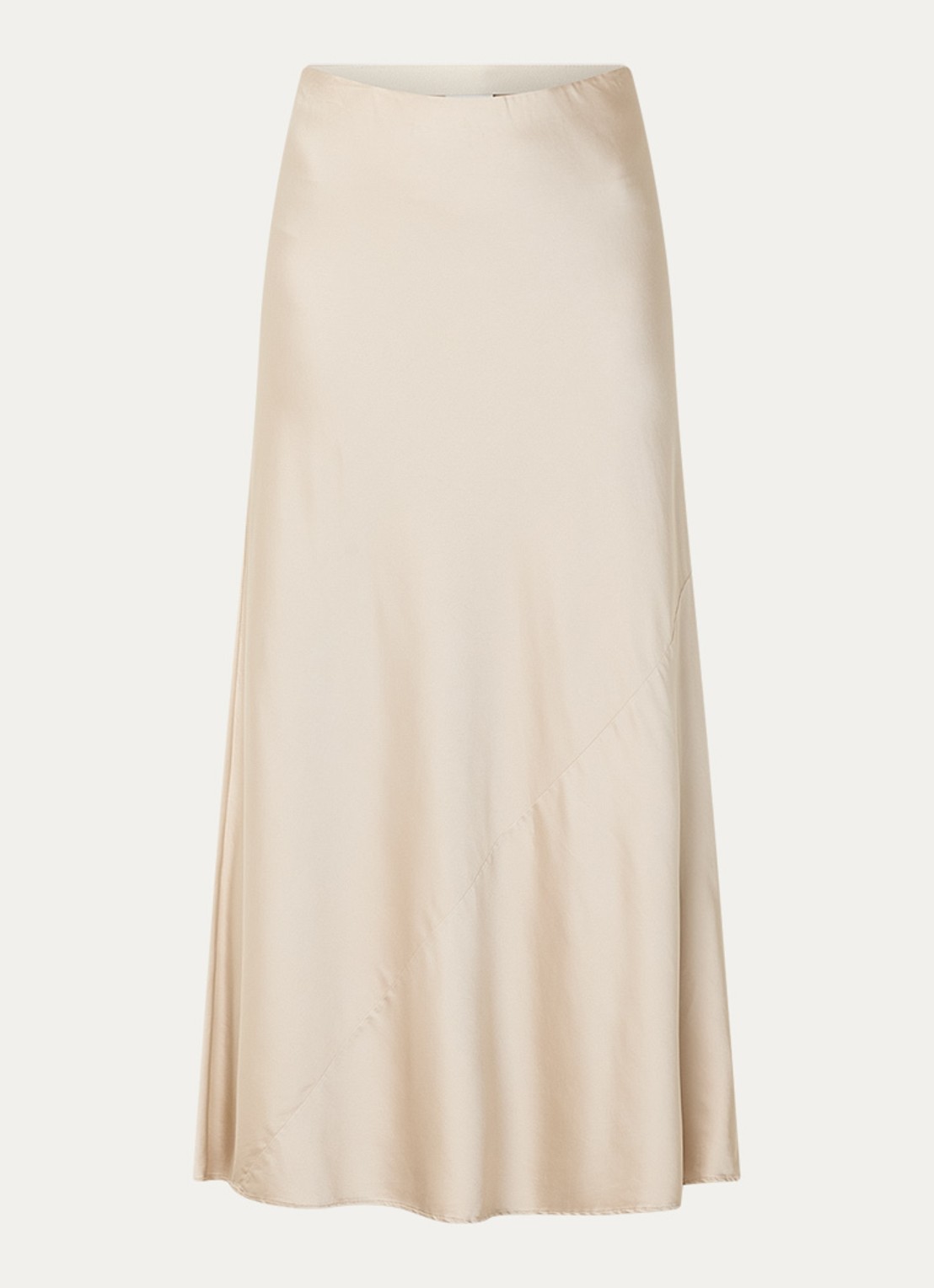 MUNTHE Bardot maxi rok van satijn - voorkant 2 creme