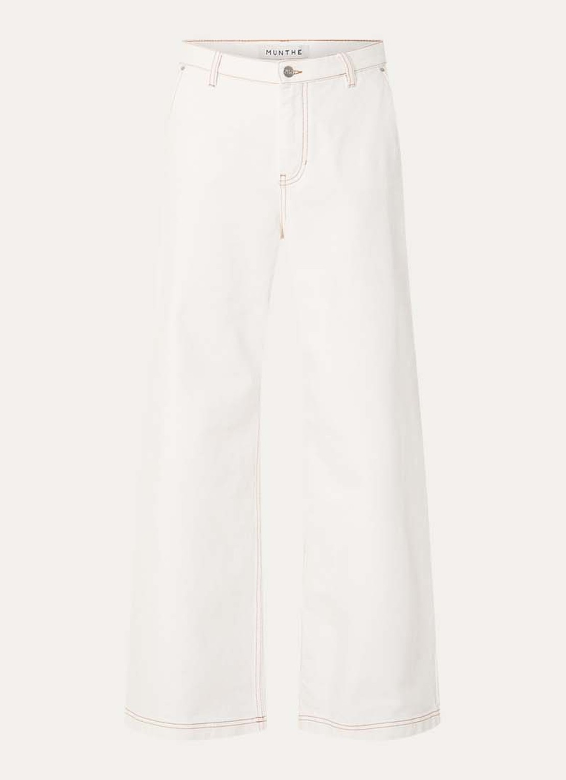 MUNTHE Becube high waist wide leg jeans met gekleurde wassing - voorkant ivoor