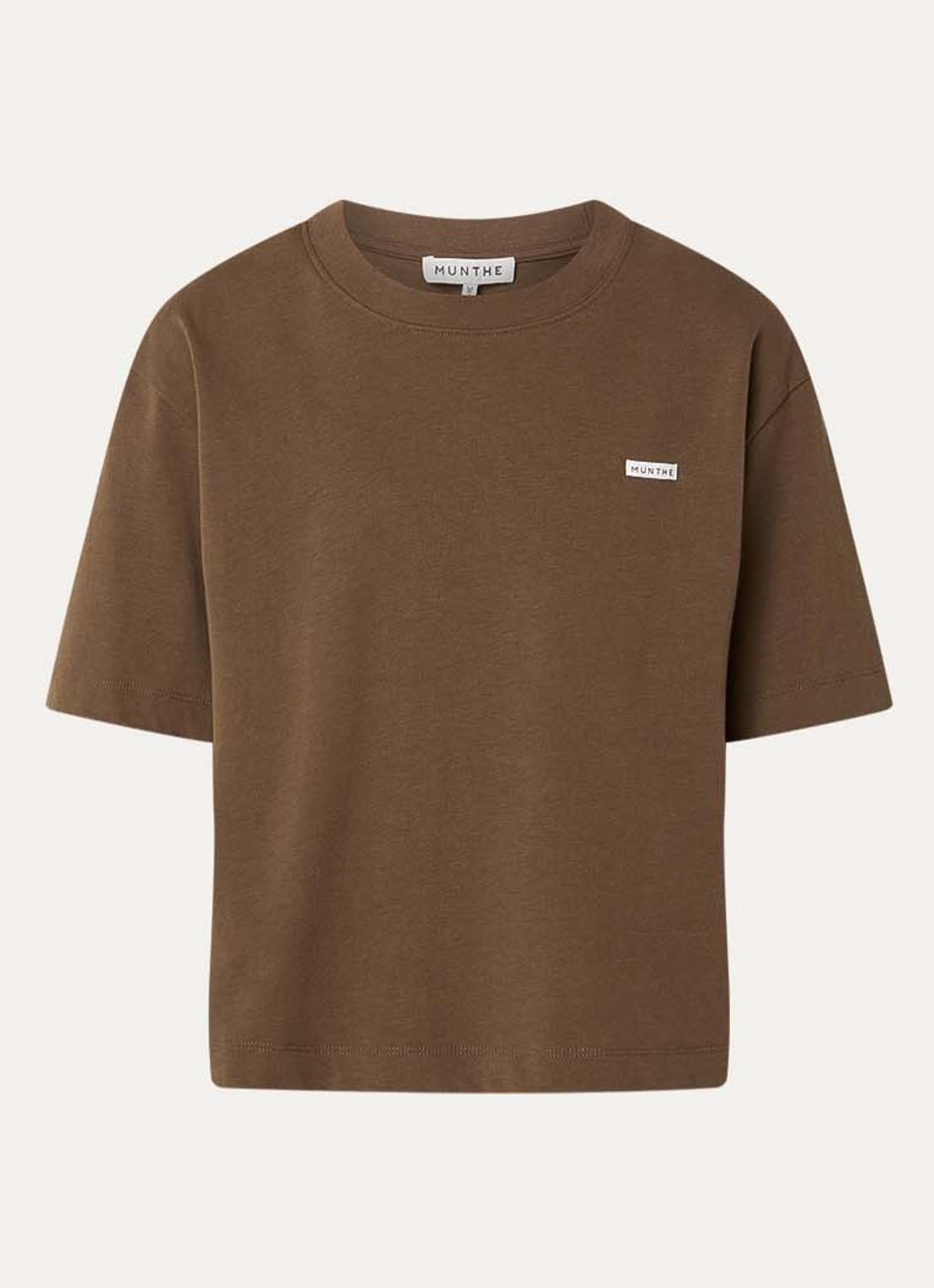 MUNTHE Bellamy T-shirt met logoprint - voorkant 2 bruin