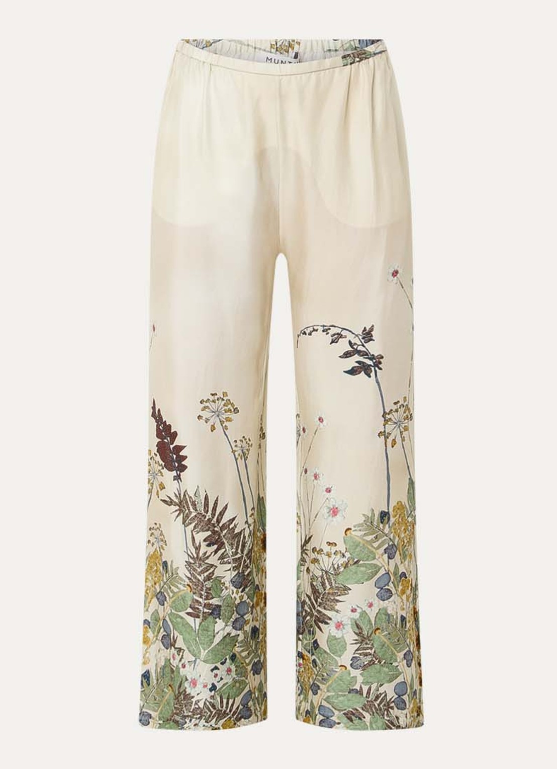 MUNTHE Fabert high waist wide fit palazzo broek met print - voorkant 3 lindegroen