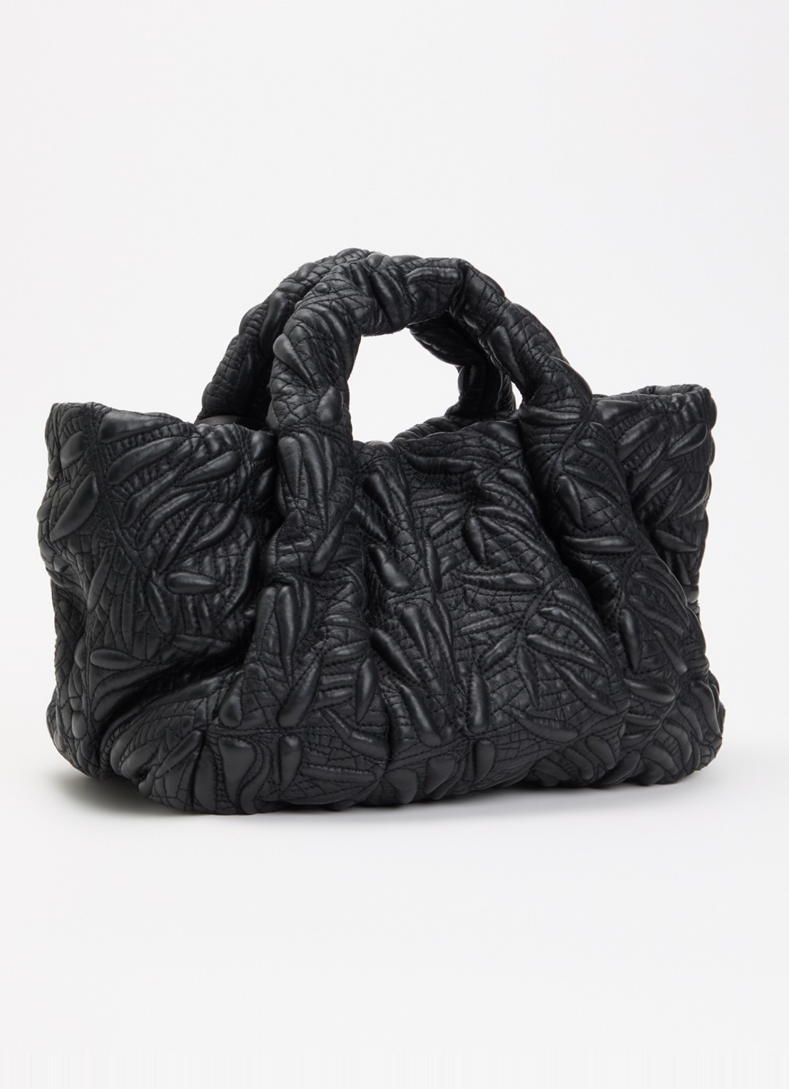 MUNTHE Lix handtas van quilted leer met afneembare schouderriem - achterkant 4 zwart
