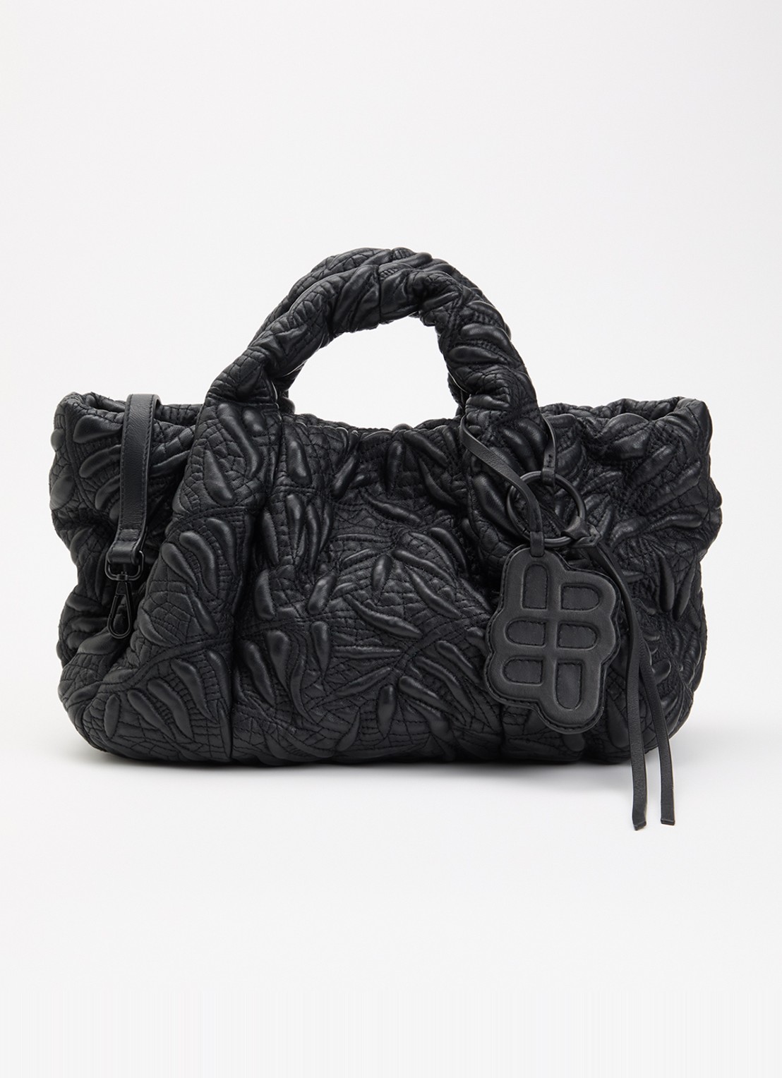 MUNTHE Lix handtas van quilted leer met afneembare schouderriem - voorkant 5 zwart