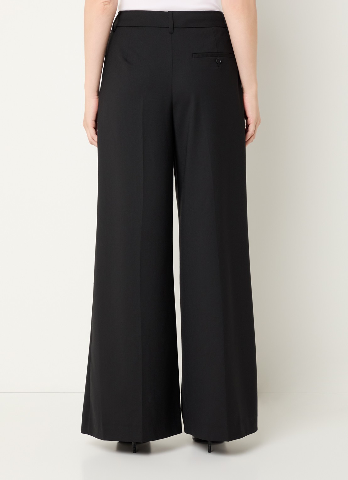 MUNTHE Lupon high waist wide fit pantalon met steekzakken - achterkant 3 zwart