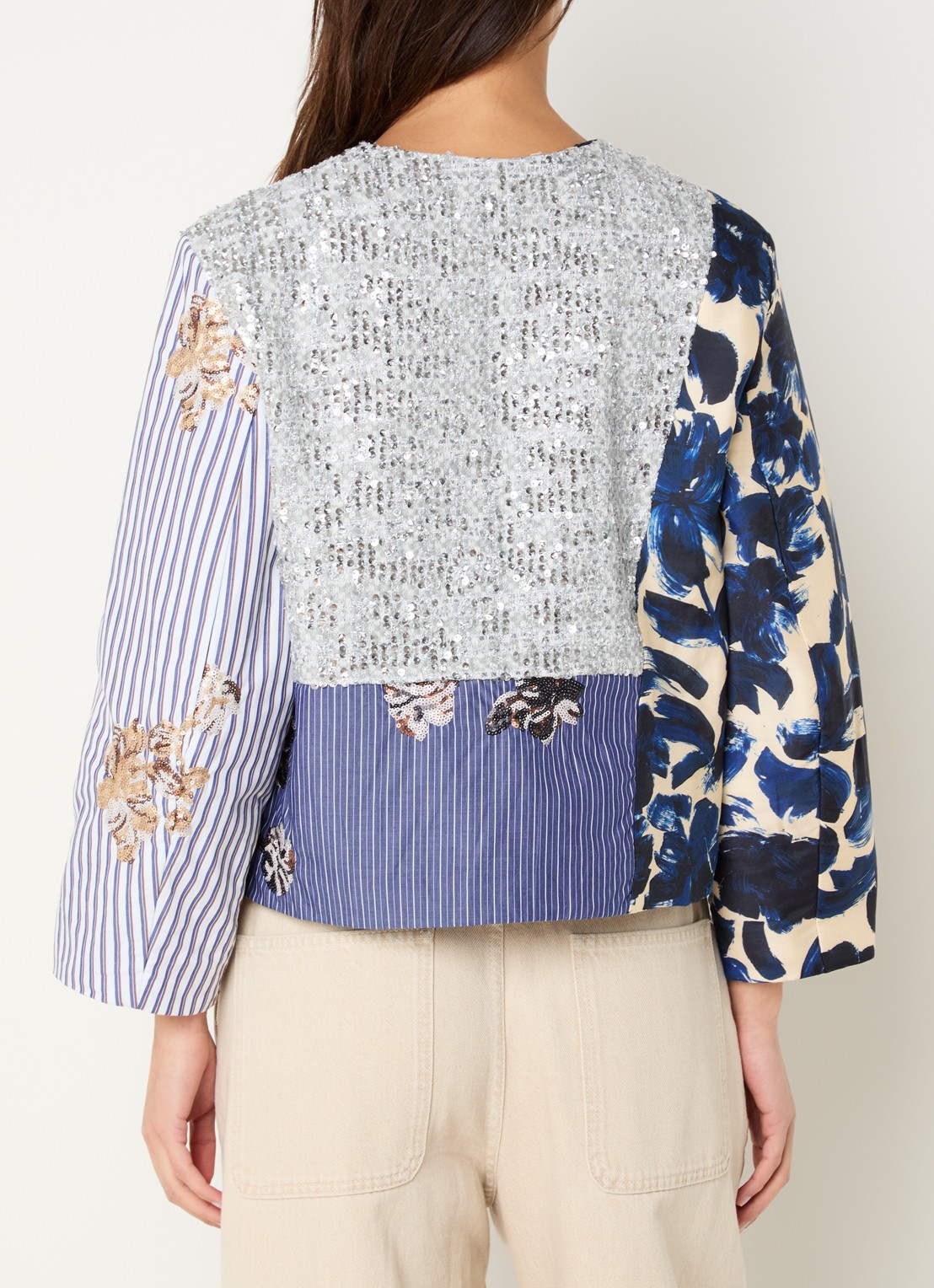 MUNTHE Naime jack met print en pailletten - achterkant grijs