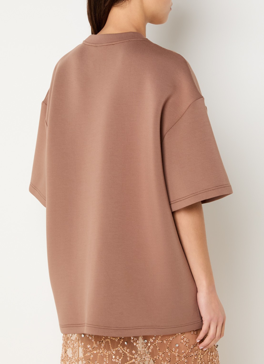 MUNTHE Naploi sweater met print - achterkant 4 lichtbruin