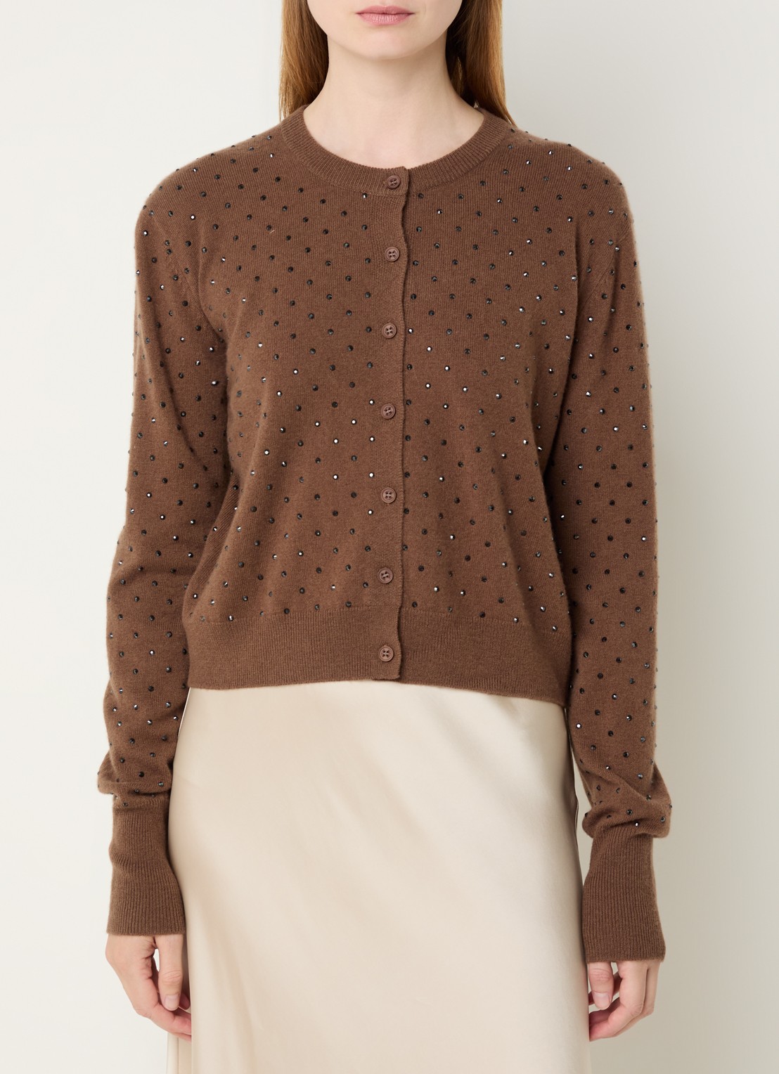 MUNTHE Radcliff fijngebreid vest met strass - detail 2 bruin