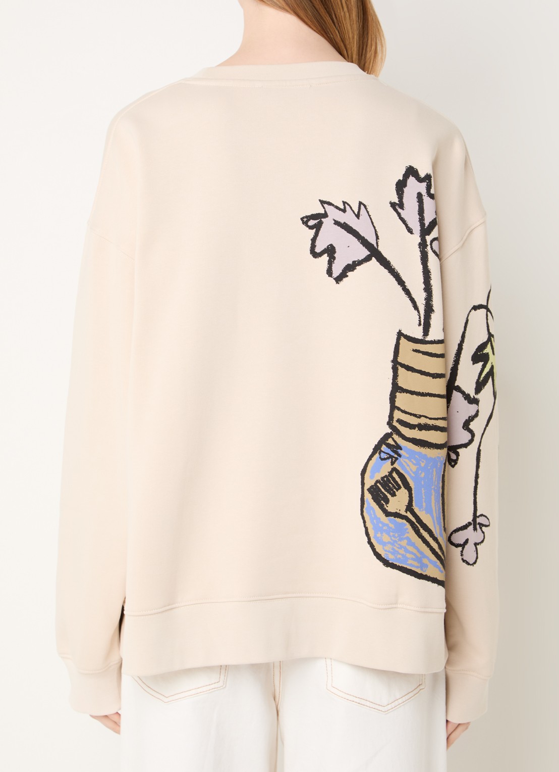 MUNTHE Rarsnima sweater met logoprint - achterkant creme