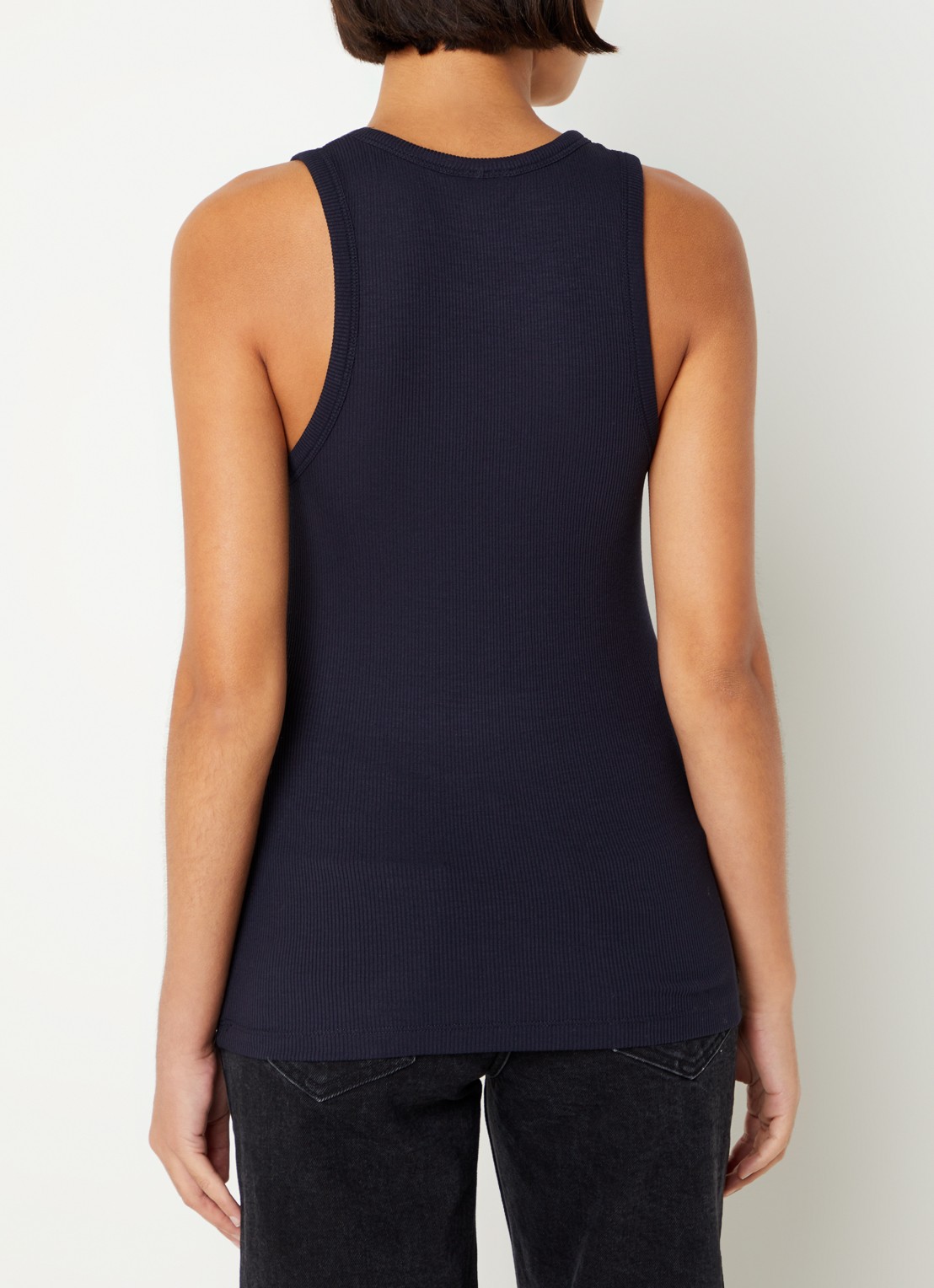 MUNTHE Ribgebreide tanktop met ronde hals - achterkant 2 donkerblauw
