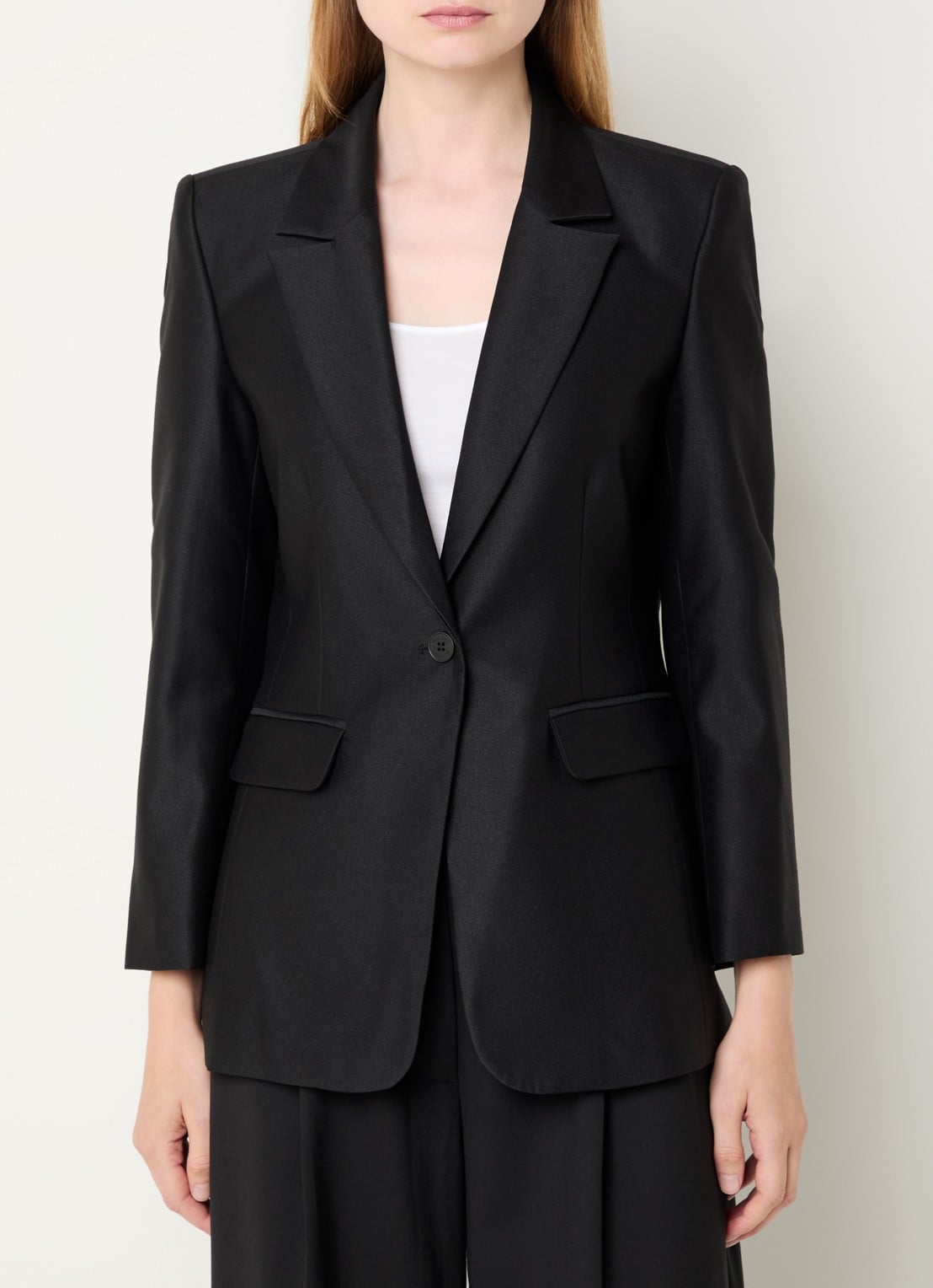 MUNTHE Rillo blazer met schoudervulling - detail 4 zwart