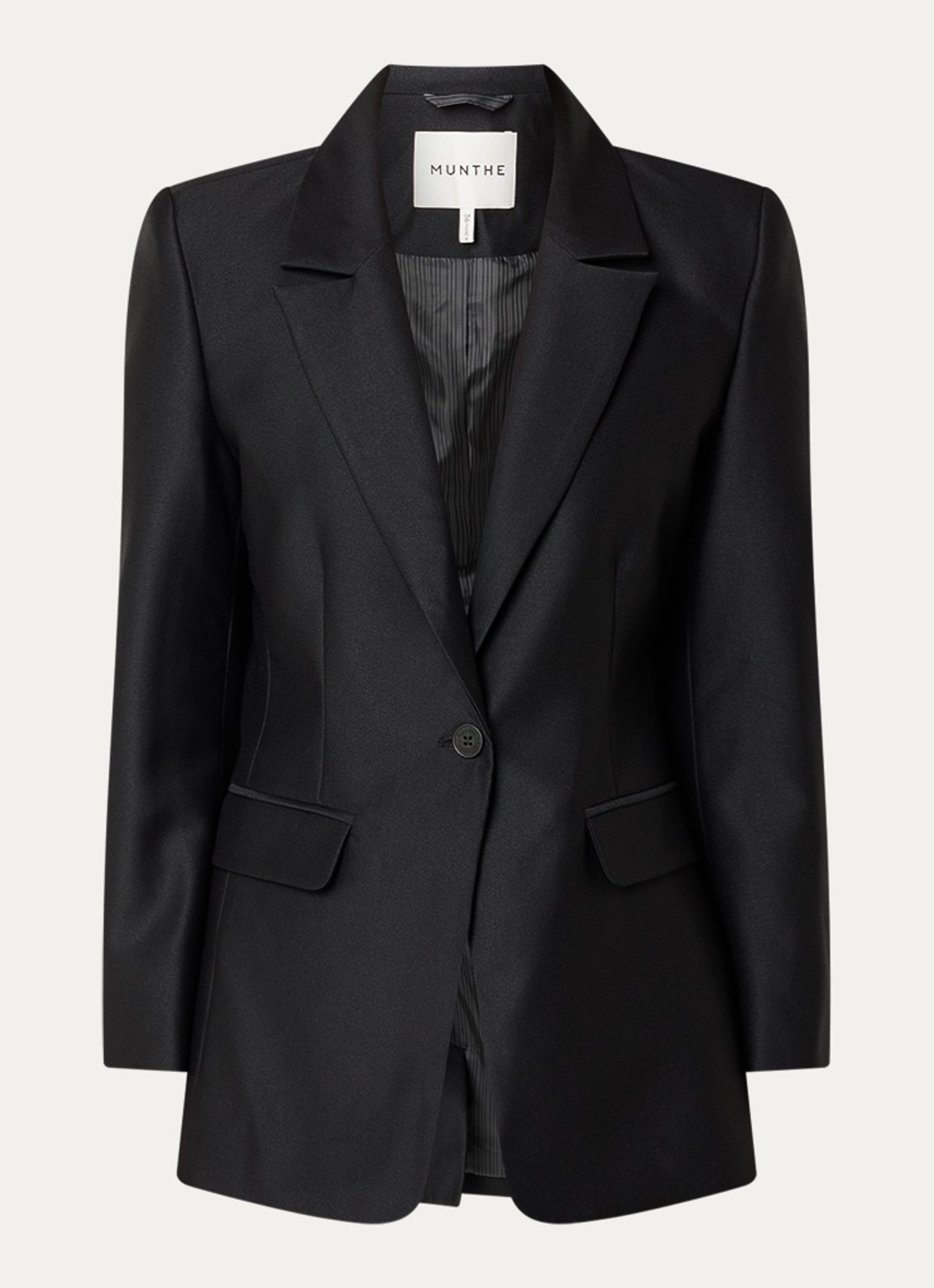 MUNTHE Rillo blazer met schoudervulling - voorkant 2 zwart