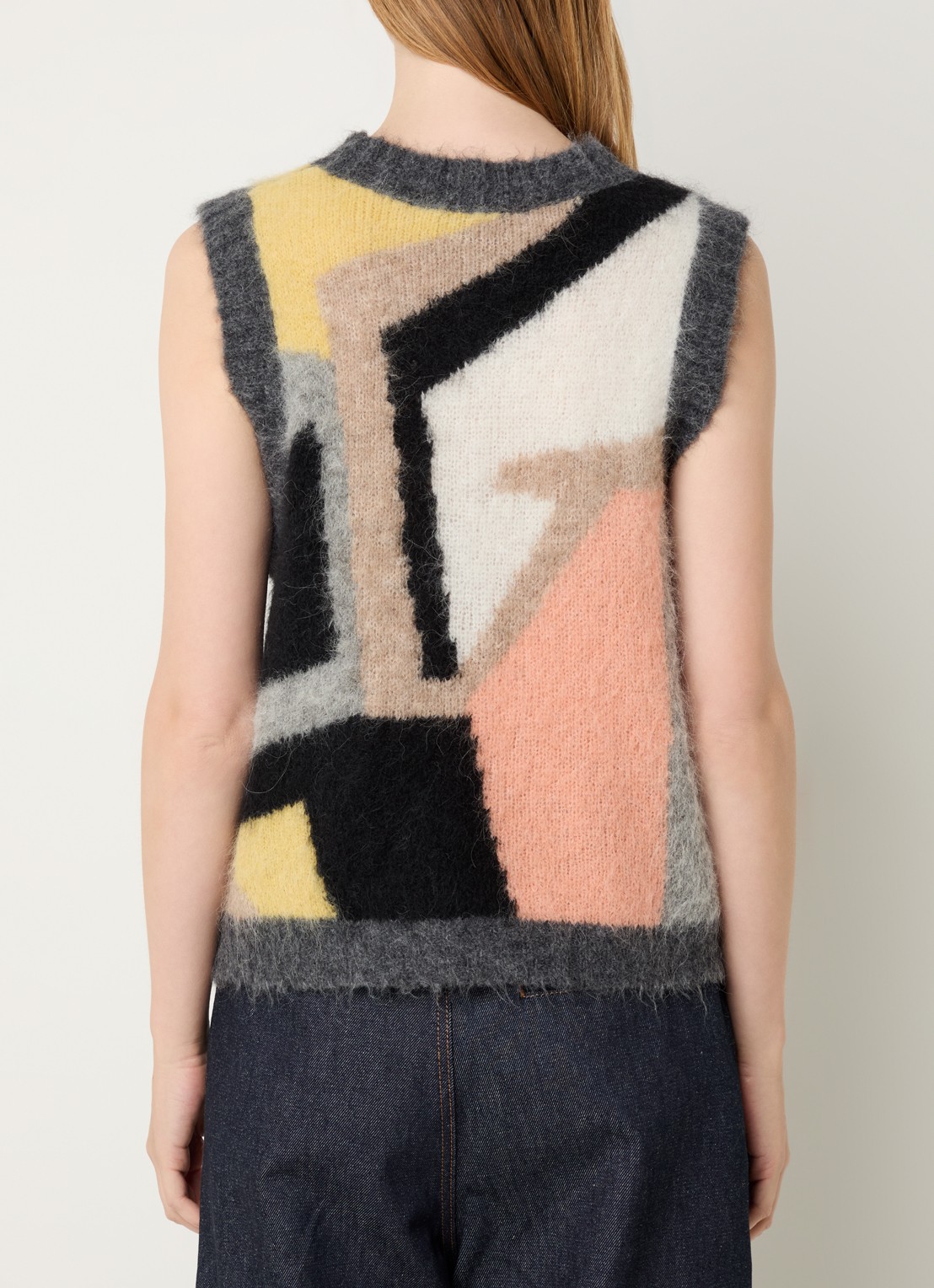 MUNTHE Rubble grofgebreide spencer met strass - achterkant 3 donkergrijs