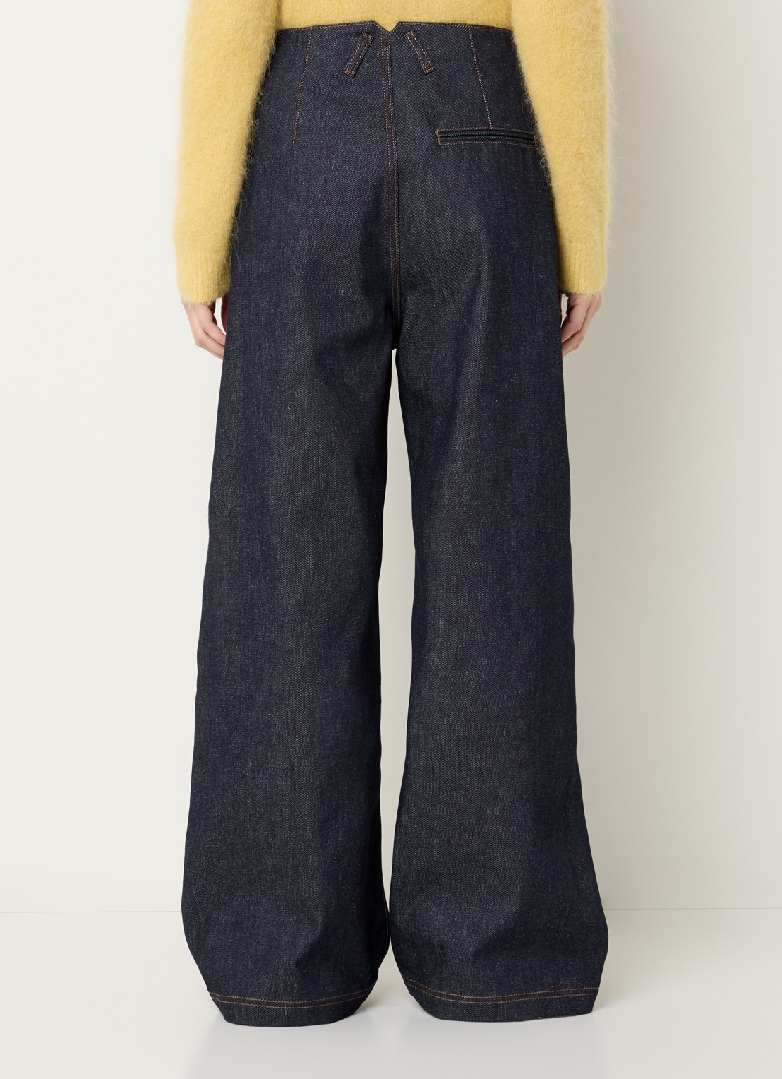 MUNTHE Rupert high waist wide leg jeans met donkere wassing - achterkant 3 indigo