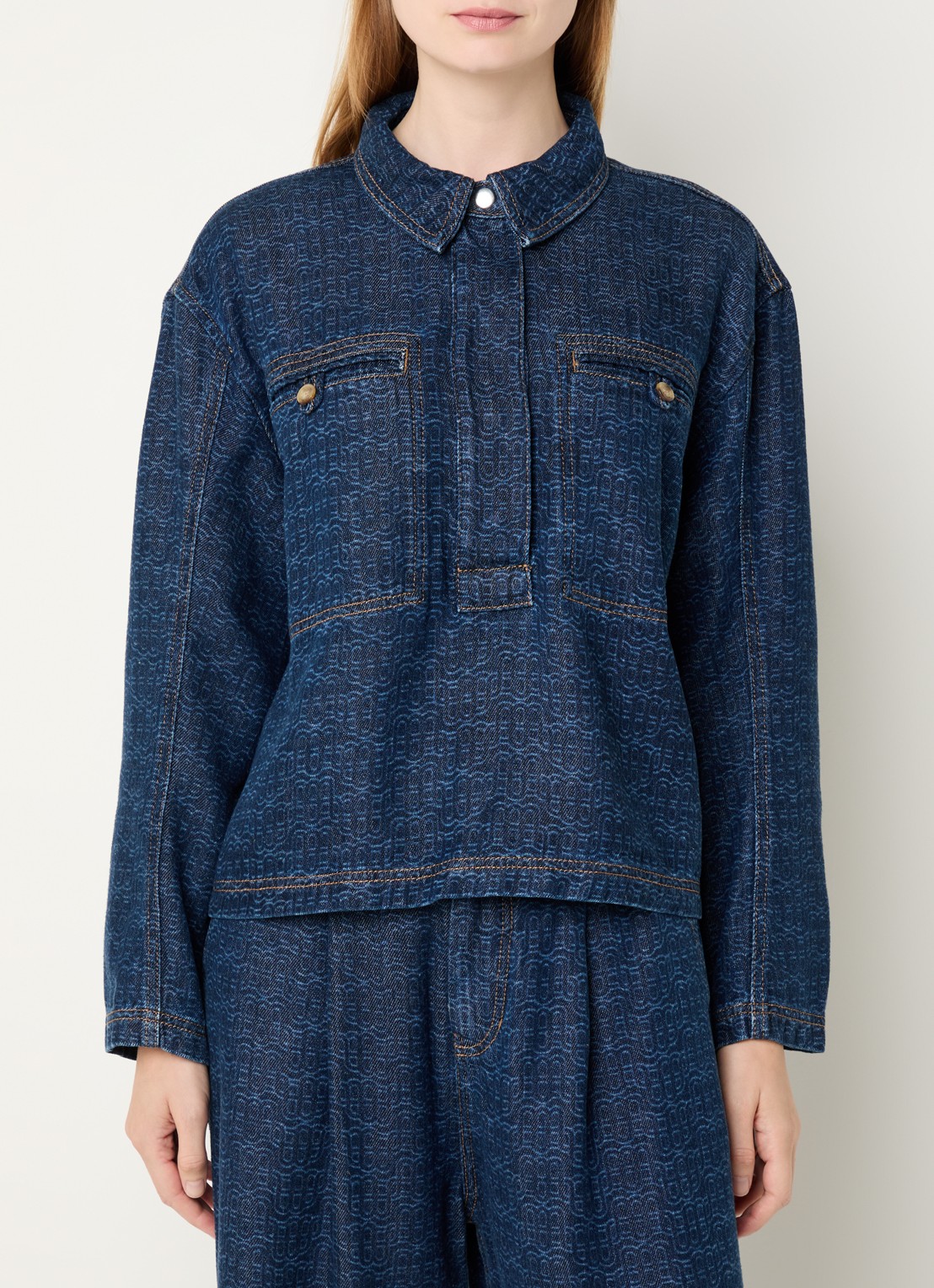 MUNTHE Ruxa tuniek van denim met logoprint - detail 4 indigo