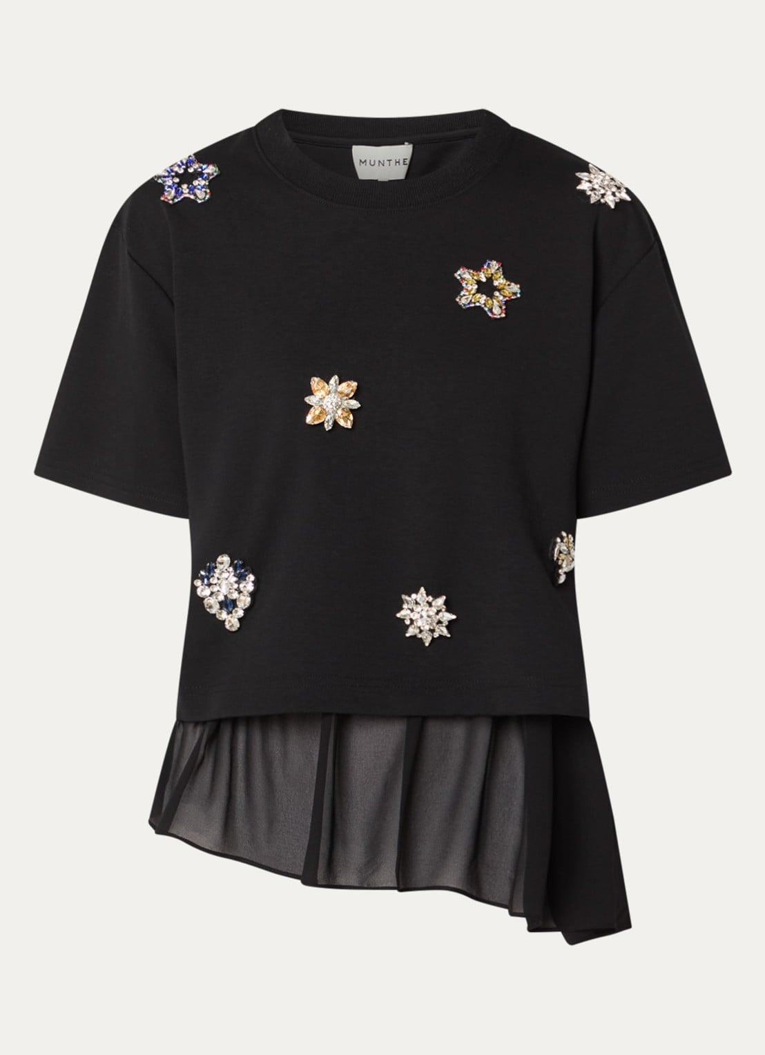 MUNTHE Vach T-shirt met strass en uitneembare voering - voorkant 2 zwart