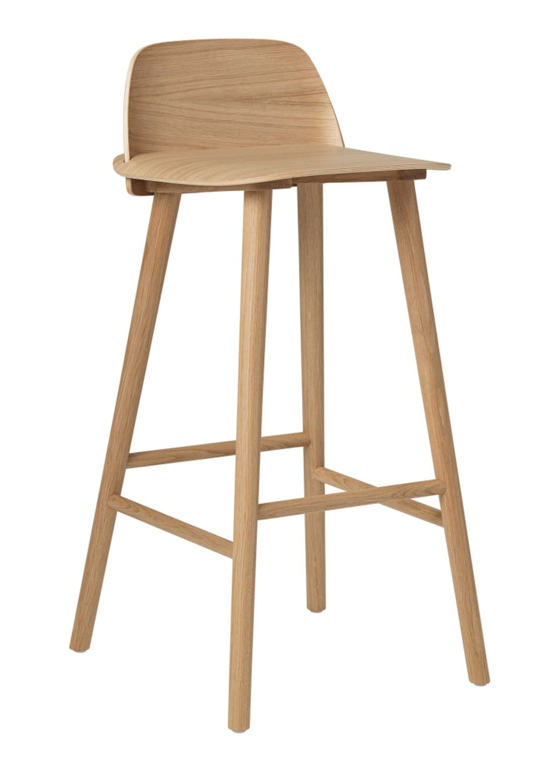 Muuto Nerd barkruk 75 eiken - voorkant naturel
