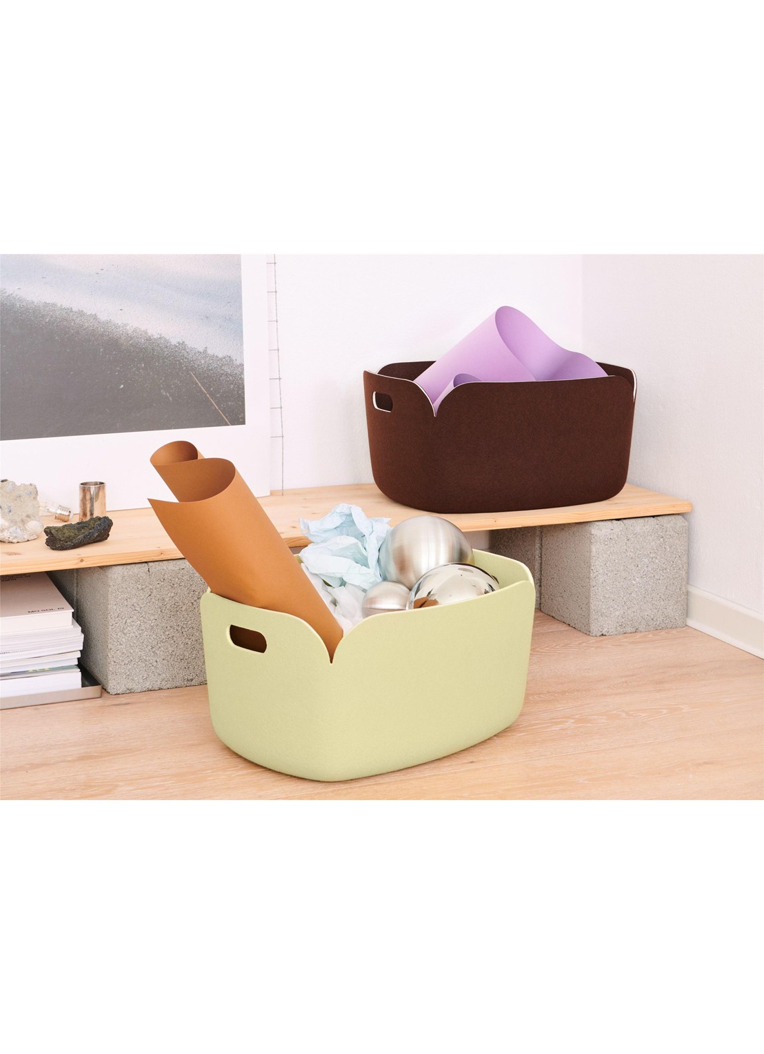 Muuto Restore opbergmand 48 x 35 cm - detail 3 donkergroen