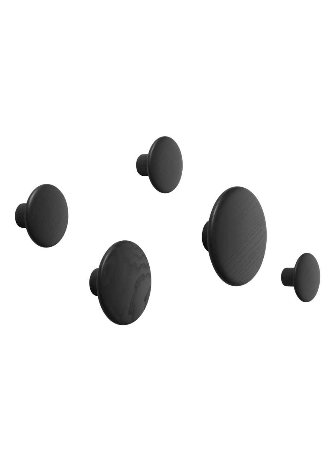 Muuto The Dots haak 5 stuks  - voorkant zwart