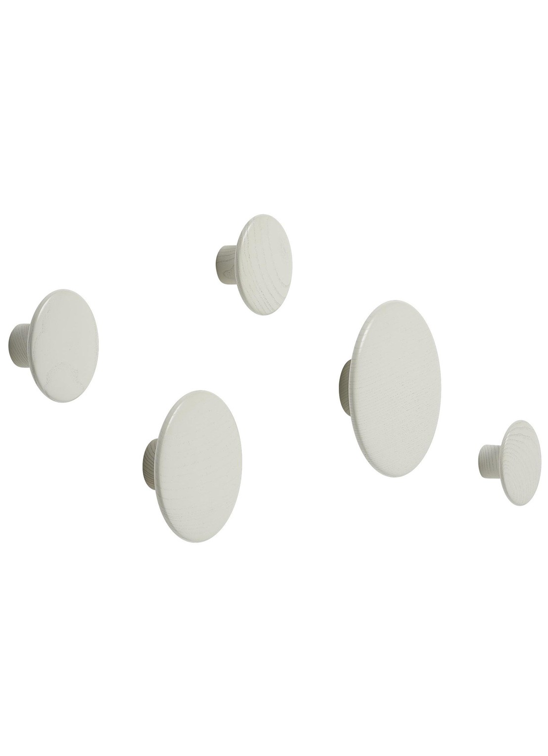Muuto The Dots wandhaak set van 5 - voorkant wit