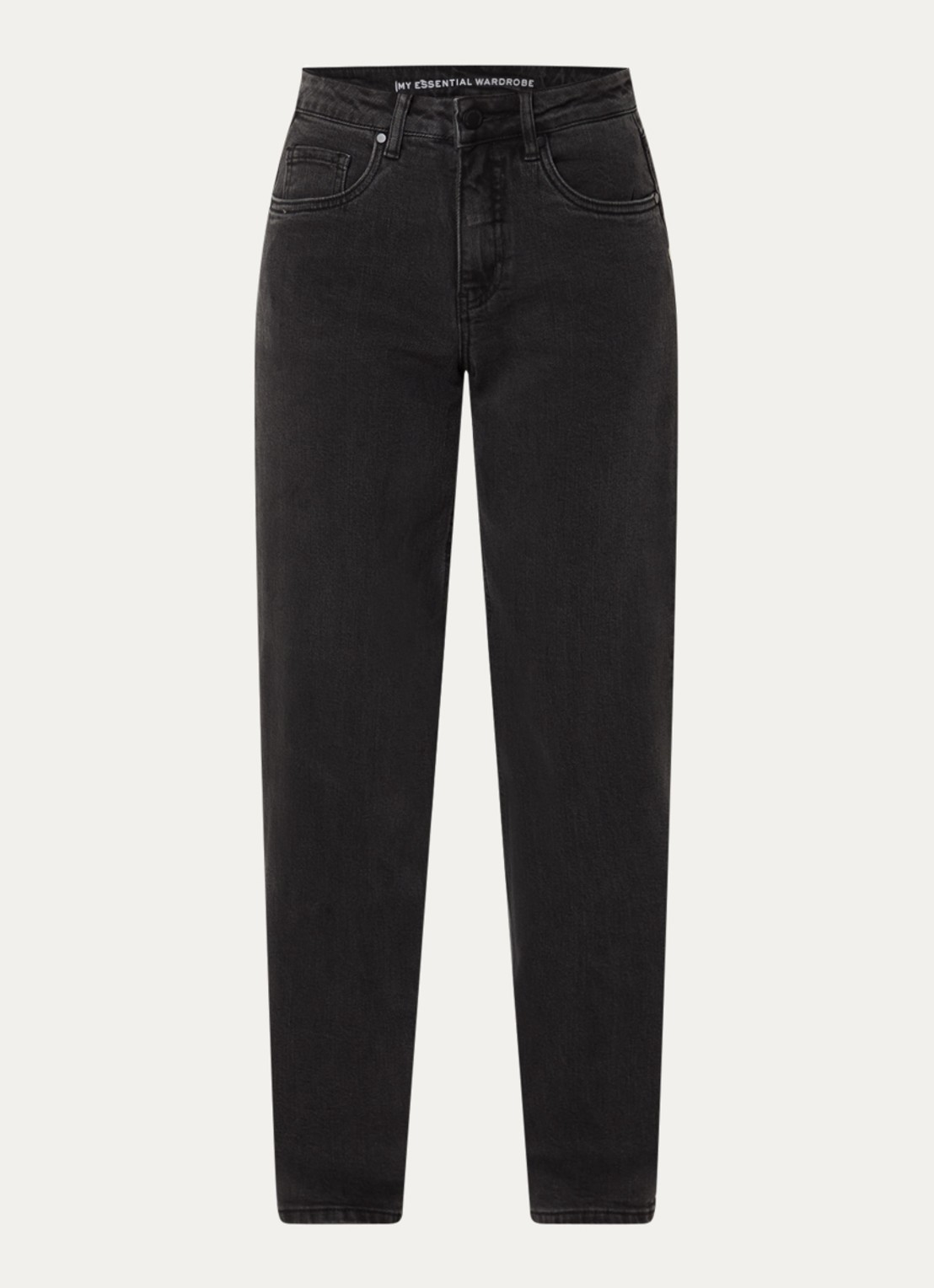 My Essential Wardrobe 144 High waist wide fit jeans met gekleurde wassing - voorkant antraciet