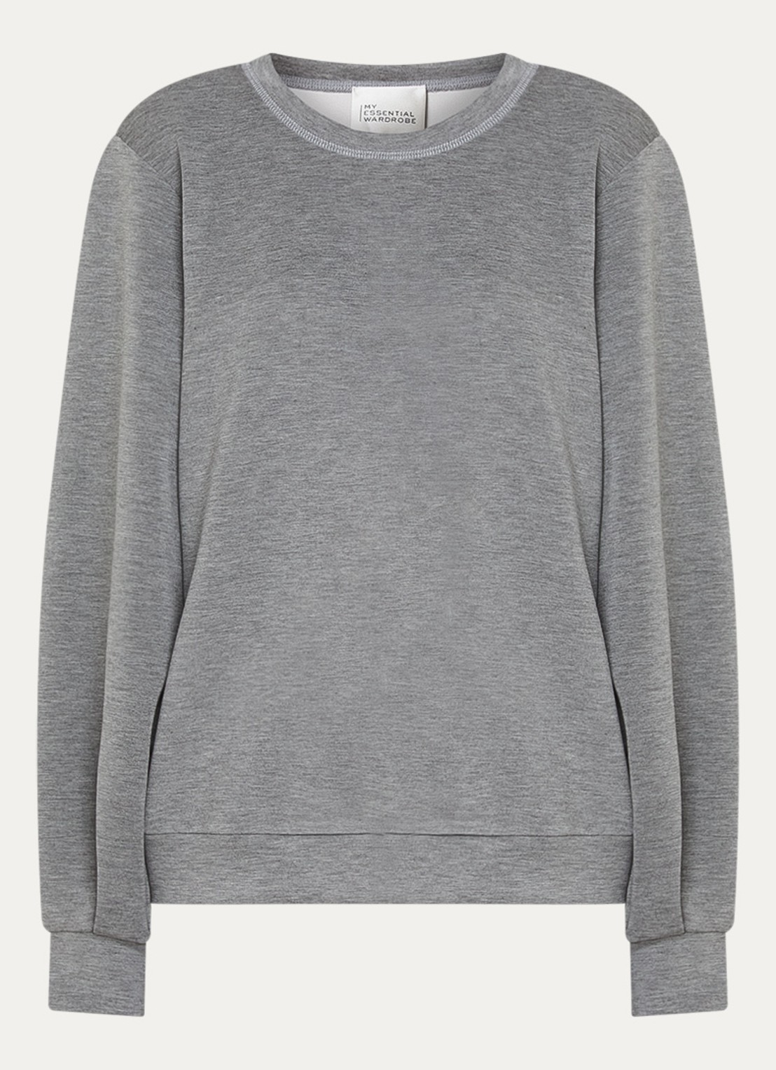My Essential Wardrobe 23 sweater met ronde hals - voorkant 3 grijsmele
