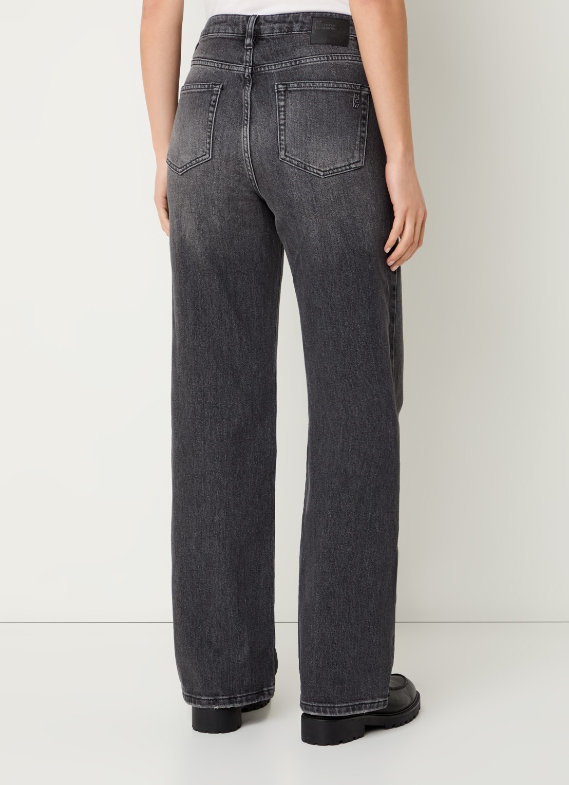 My Essential Wardrobe 35 The Louis high waist wide leg jeans met steekzakken - achterkant 3 donkergrijs