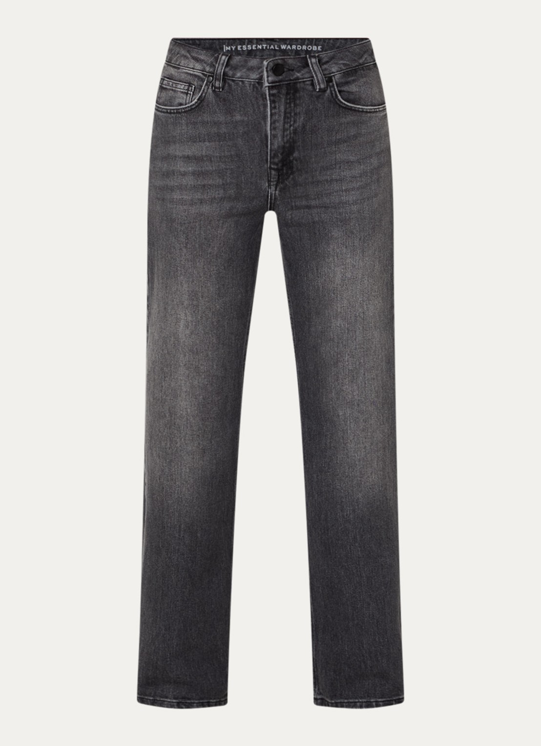 My Essential Wardrobe 35 The Louis high waist wide leg jeans met steekzakken - voorkant donkergrijs