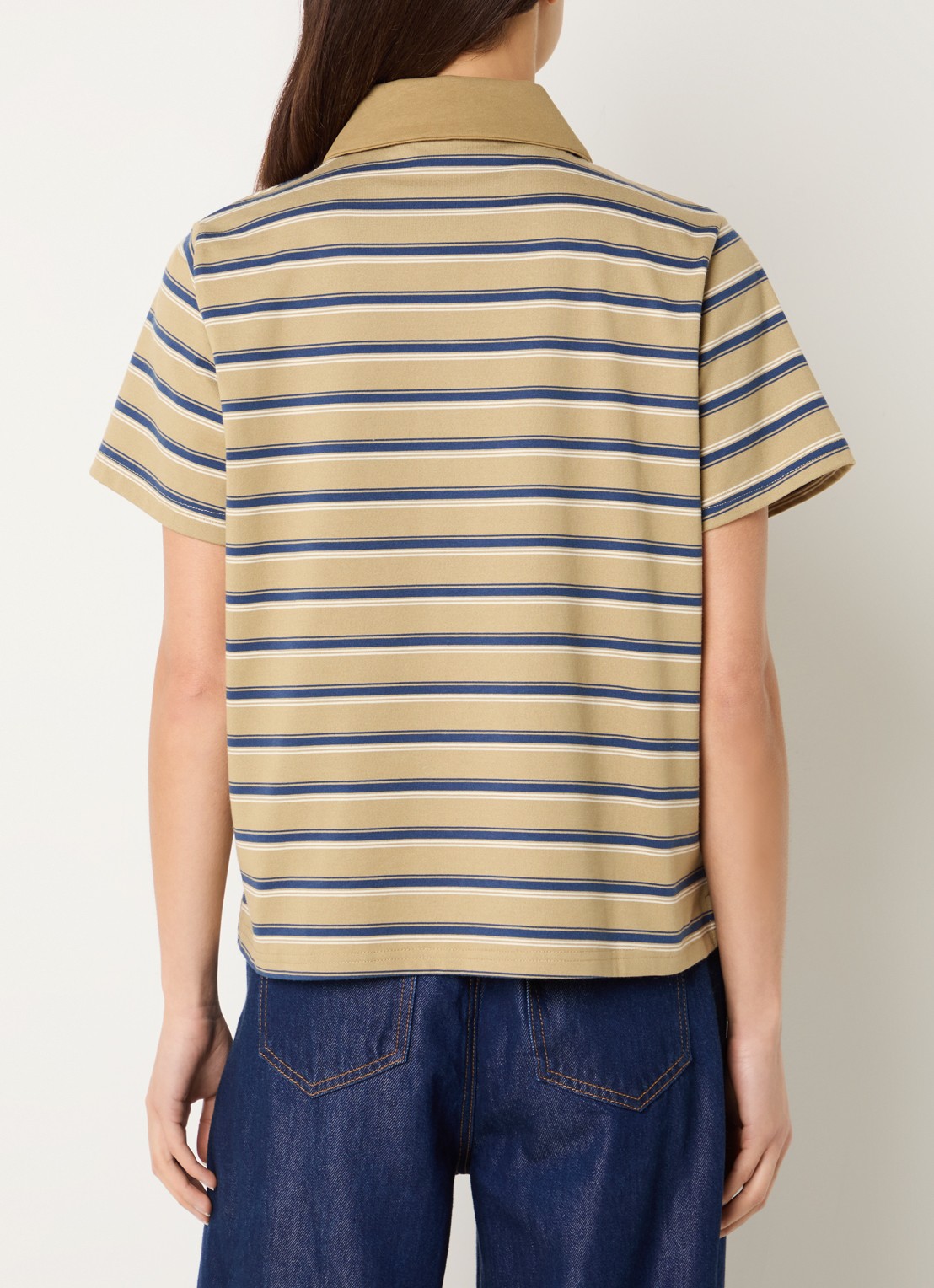My Essential Wardrobe Asla polo met streepprint - achterkant mosgroen
