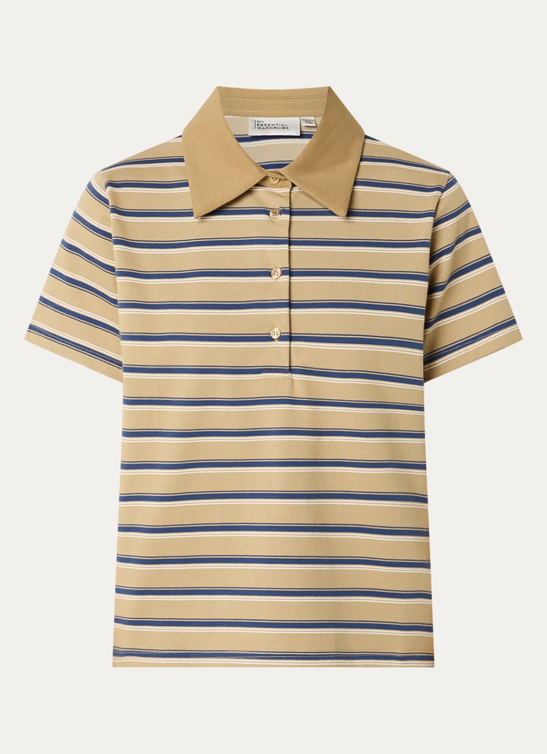 My Essential Wardrobe Asla polo met streepprint - voorkant 2 mosgroen