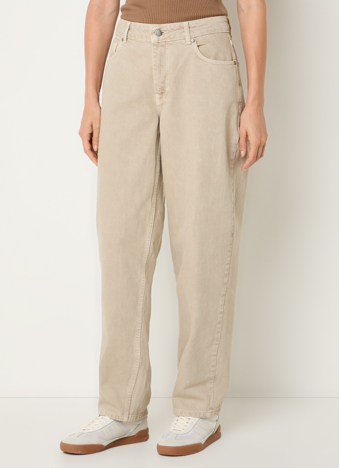 My Essential Wardrobe Baloo high waist balloon jeans met gekleurde wassing - detail beige