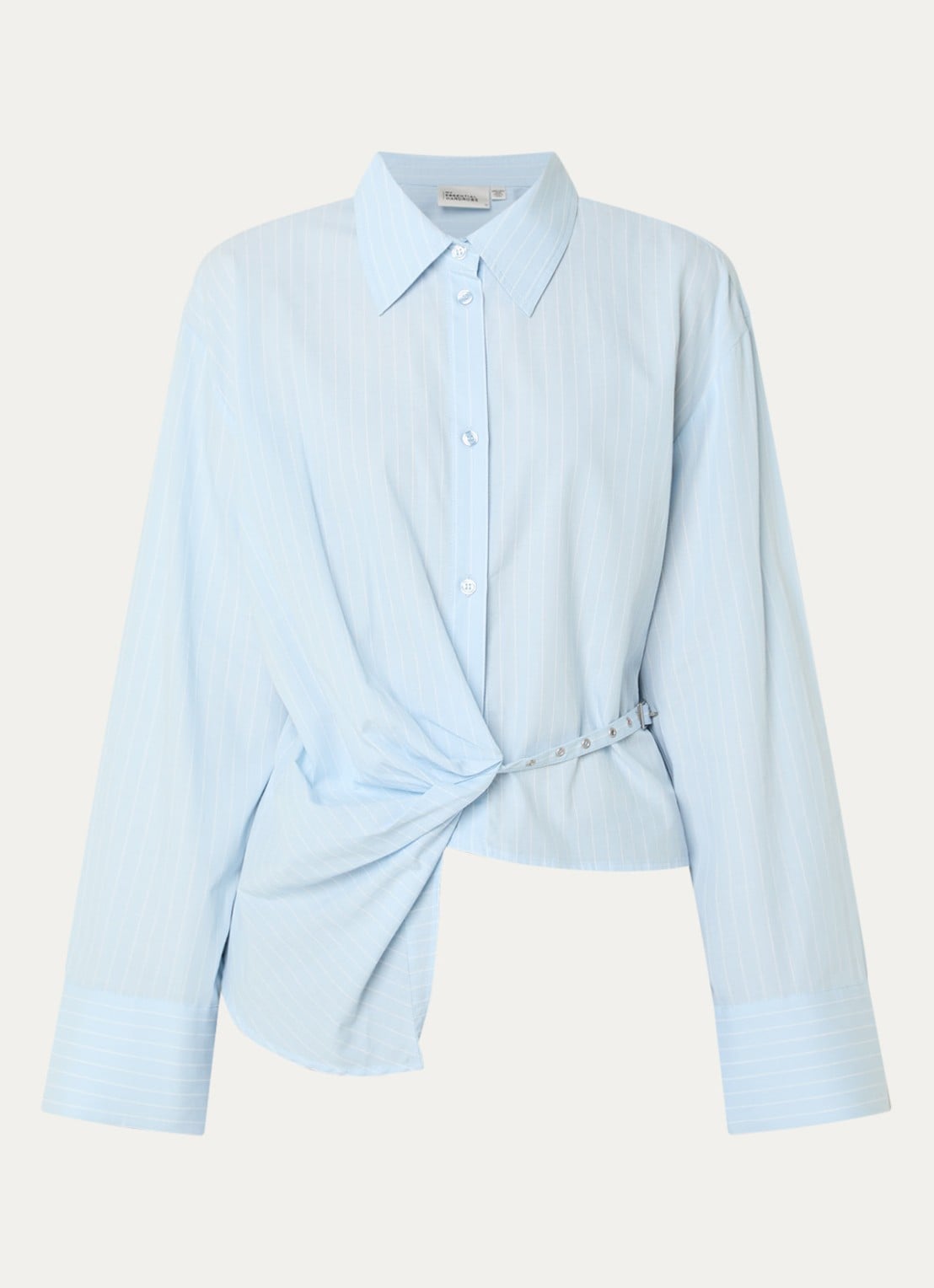 My Essential Wardrobe Bella blouse met streepprint - voorkant 3 lichtblauw