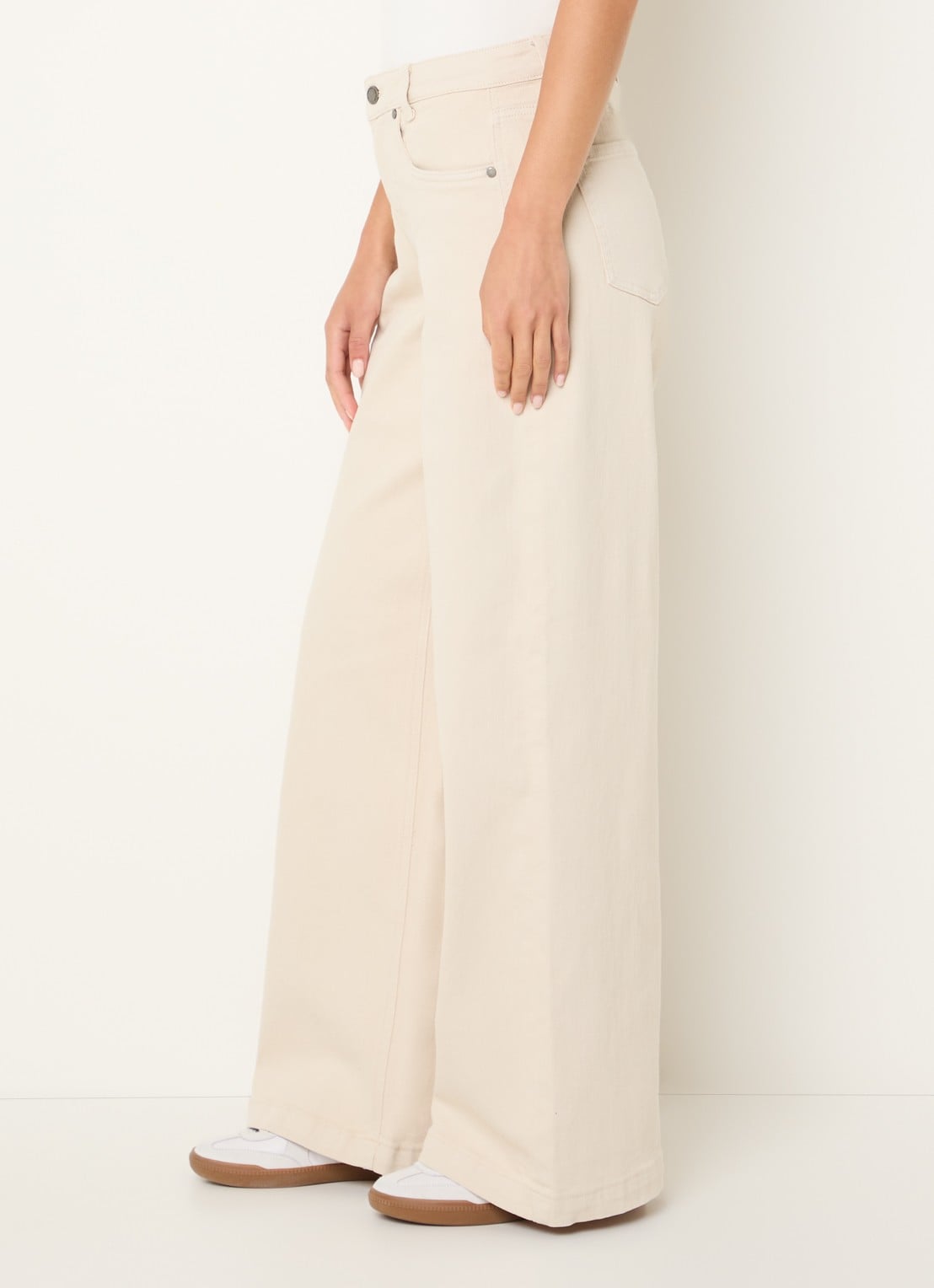 My Essential Wardrobe Dango high waist wide leg jeans met gekleurde wassing - detail 2 beige