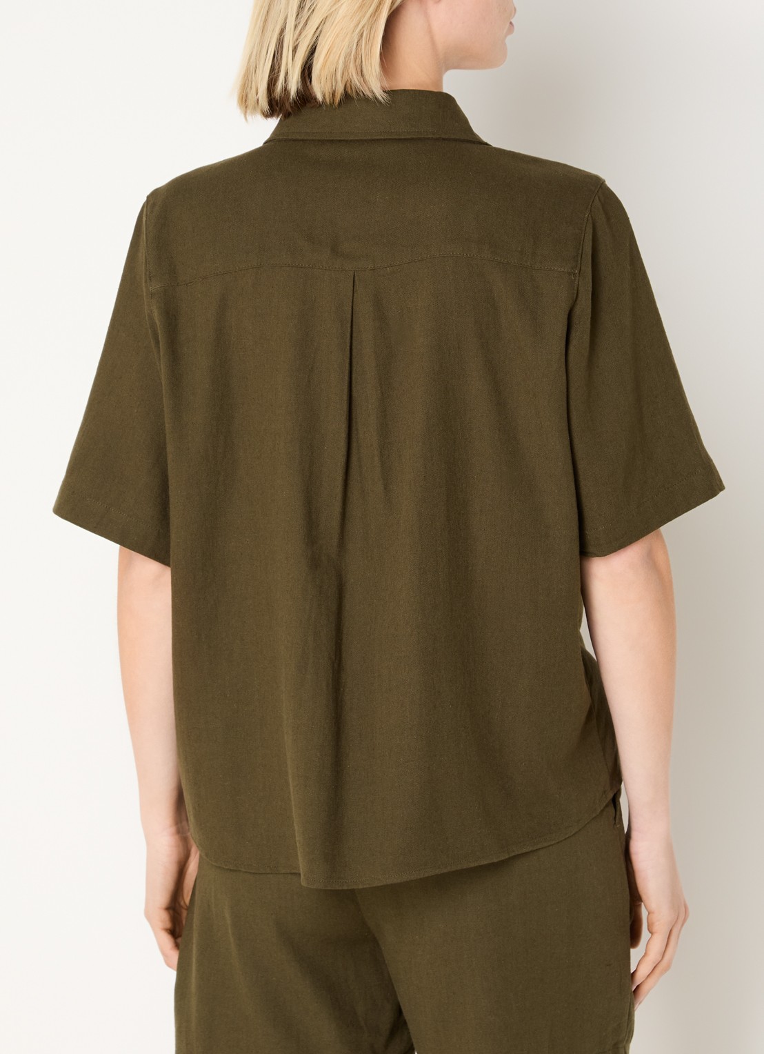 My Essential Wardrobe Dias blouse in linnenblend - achterkant bronsgroen