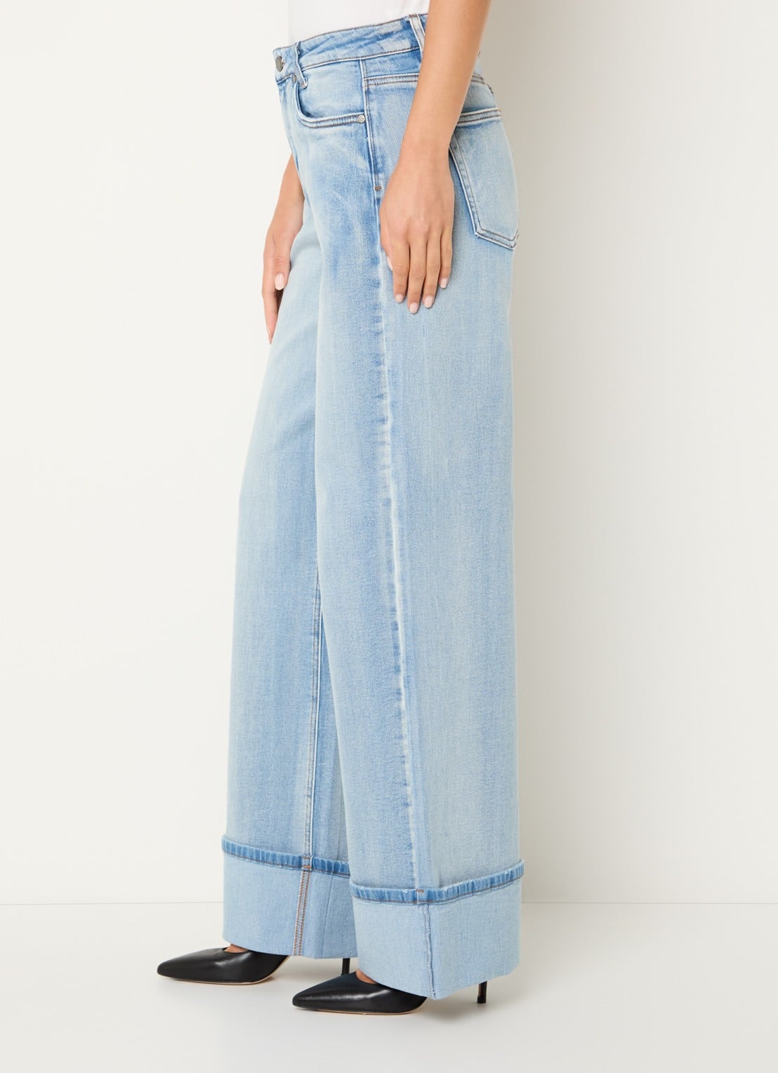 My Essential Wardrobe Dikan high waist wide leg jeans met lichte wassing - detail 3 indigo
