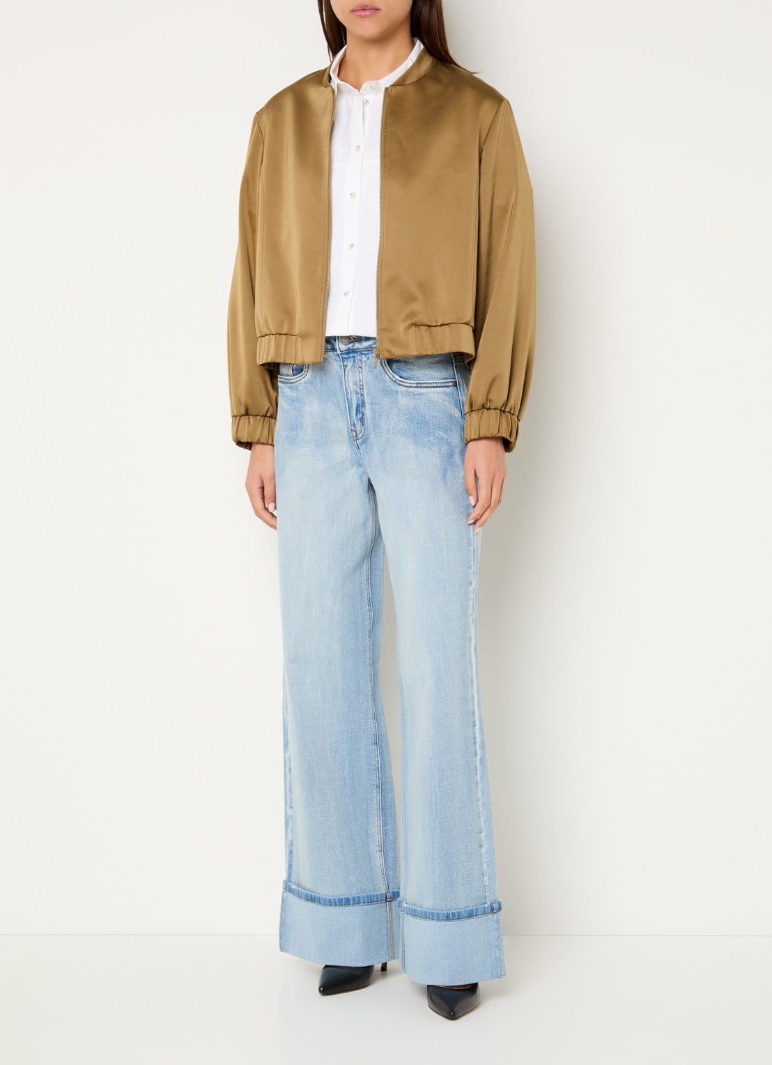 My Essential Wardrobe Dikan high waist wide leg jeans met lichte wassing - voorkant 5 indigo