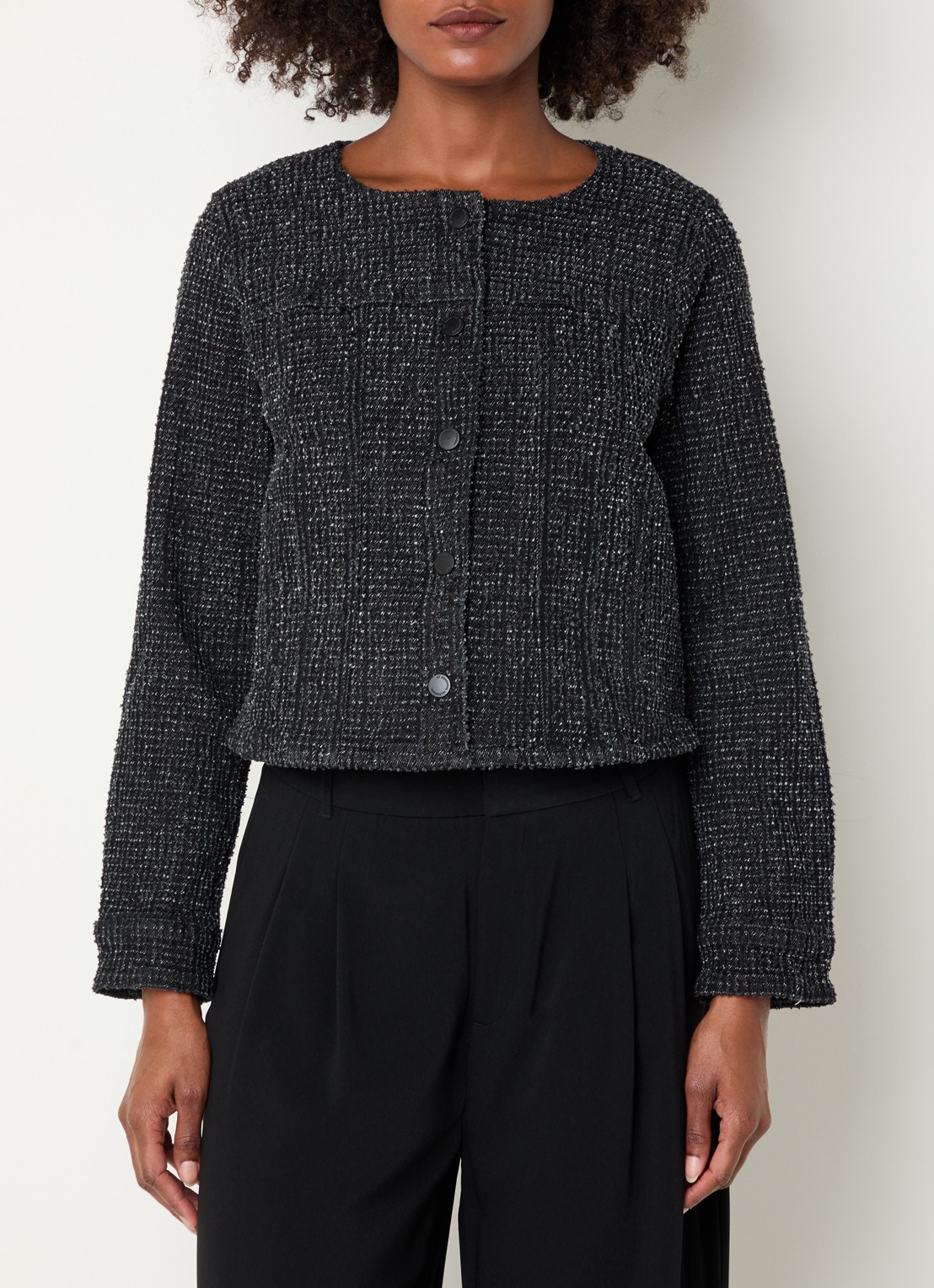 My Essential Wardrobe Esme jack met structuur - detail 4 zwart