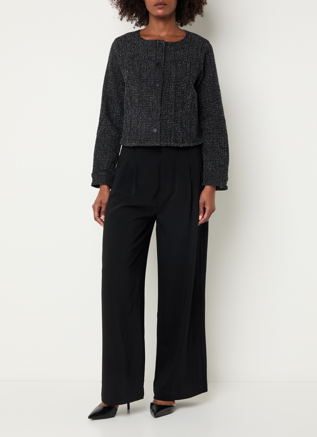 My Essential Wardrobe Esme jack met structuur - voorkant 2 zwart