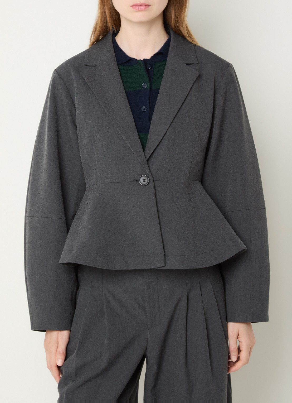 My Essential Wardrobe Evie blazer  - detail donkergrijs