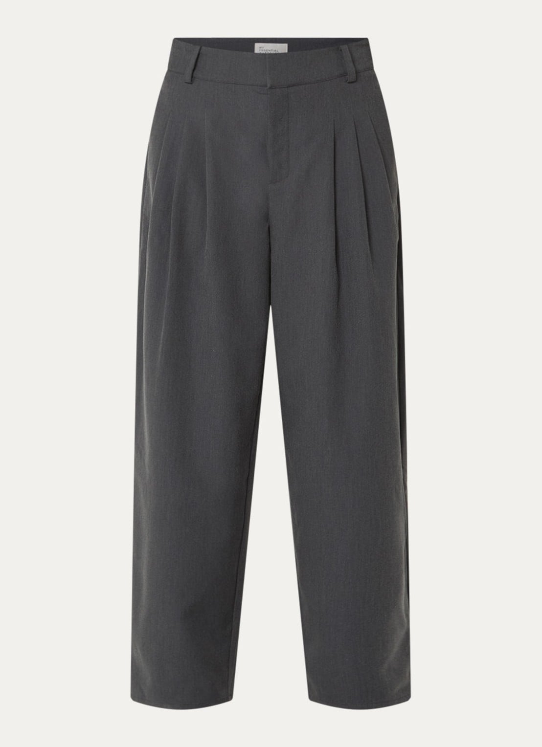 My Essential Wardrobe Evie loose fit pantalon met plissé - voorkant 3 donkergrijs