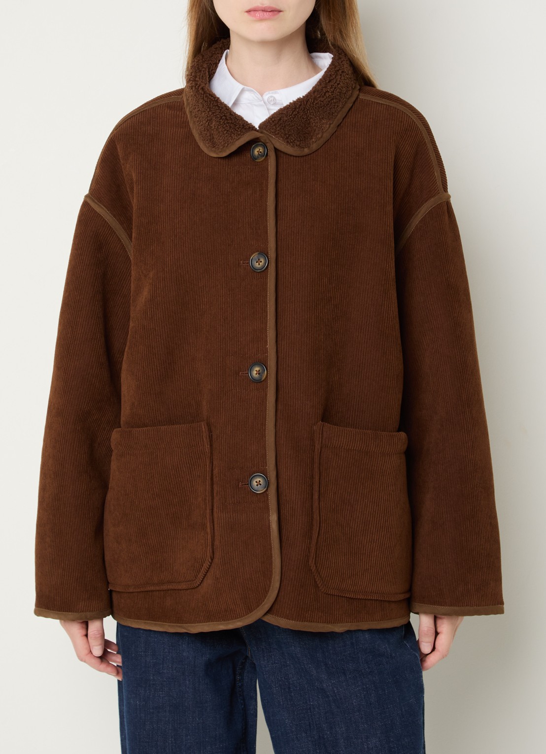 My Essential Wardrobe Funa jack van corduroy - detail 4 bruin