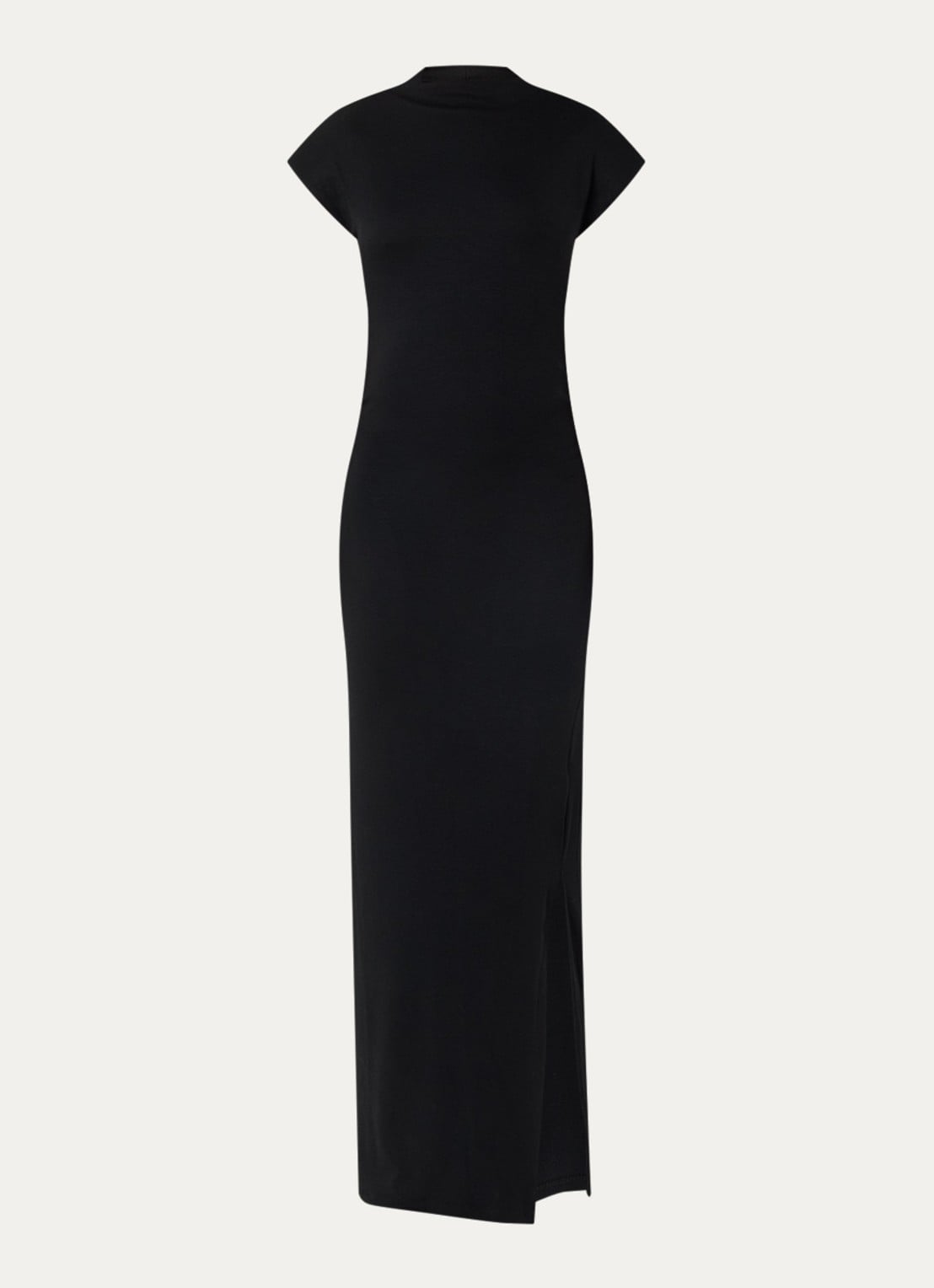 My Essential Wardrobe Giggo maxi jurk met schoudervulling en split - voorkant 3 zwart