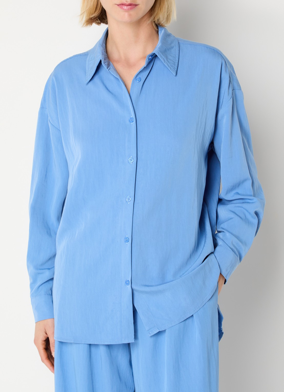 My Essential Wardrobe Gilda blouse met kraag - detail blauw