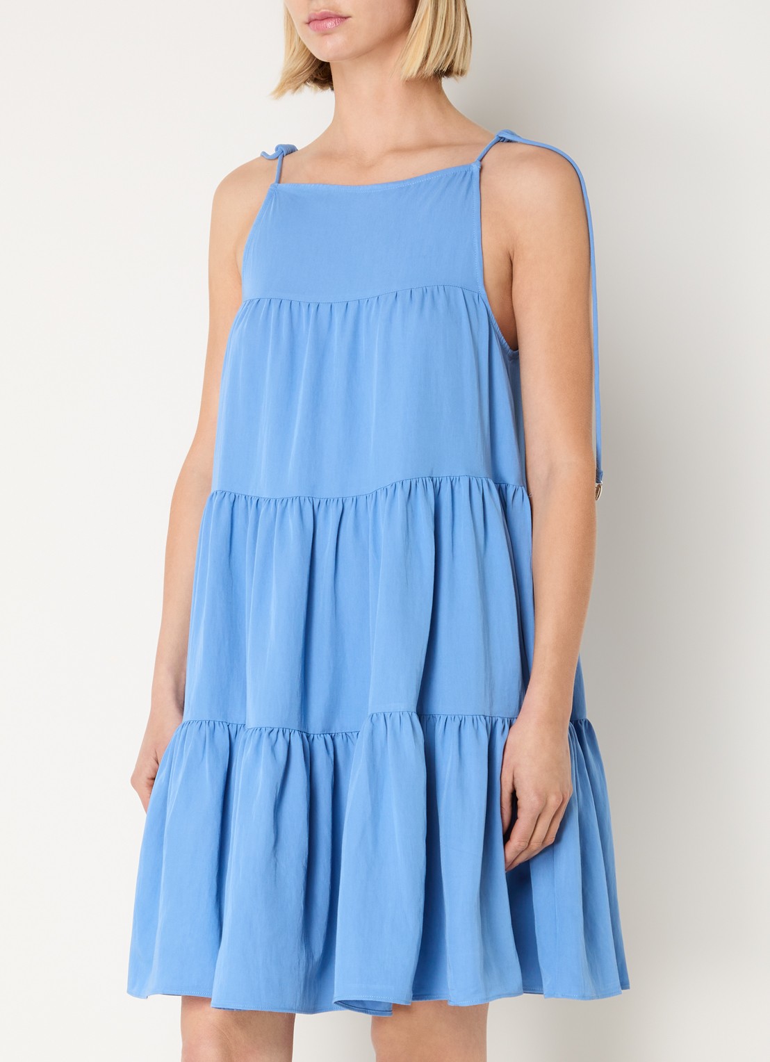 My Essential Wardrobe Gilda mini jurk met plooien - detail 4 blauw