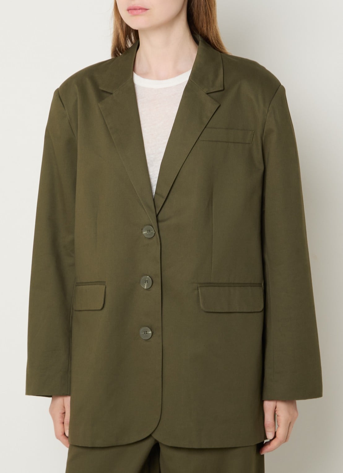 My Essential Wardrobe Gisva blazer met klepzakken - detail 3 olijfgroen
