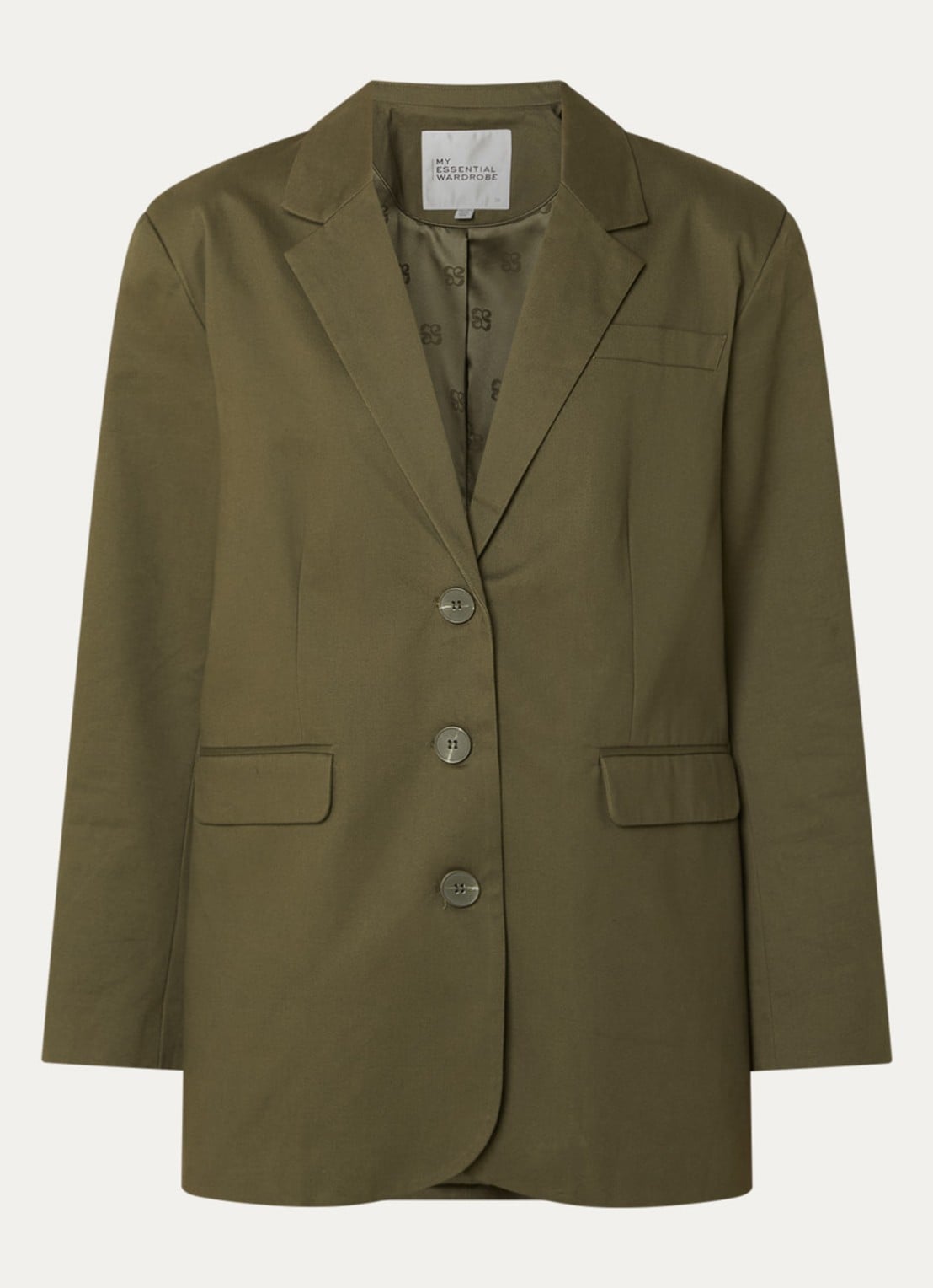 My Essential Wardrobe Gisva blazer met klepzakken - voorkant olijfgroen
