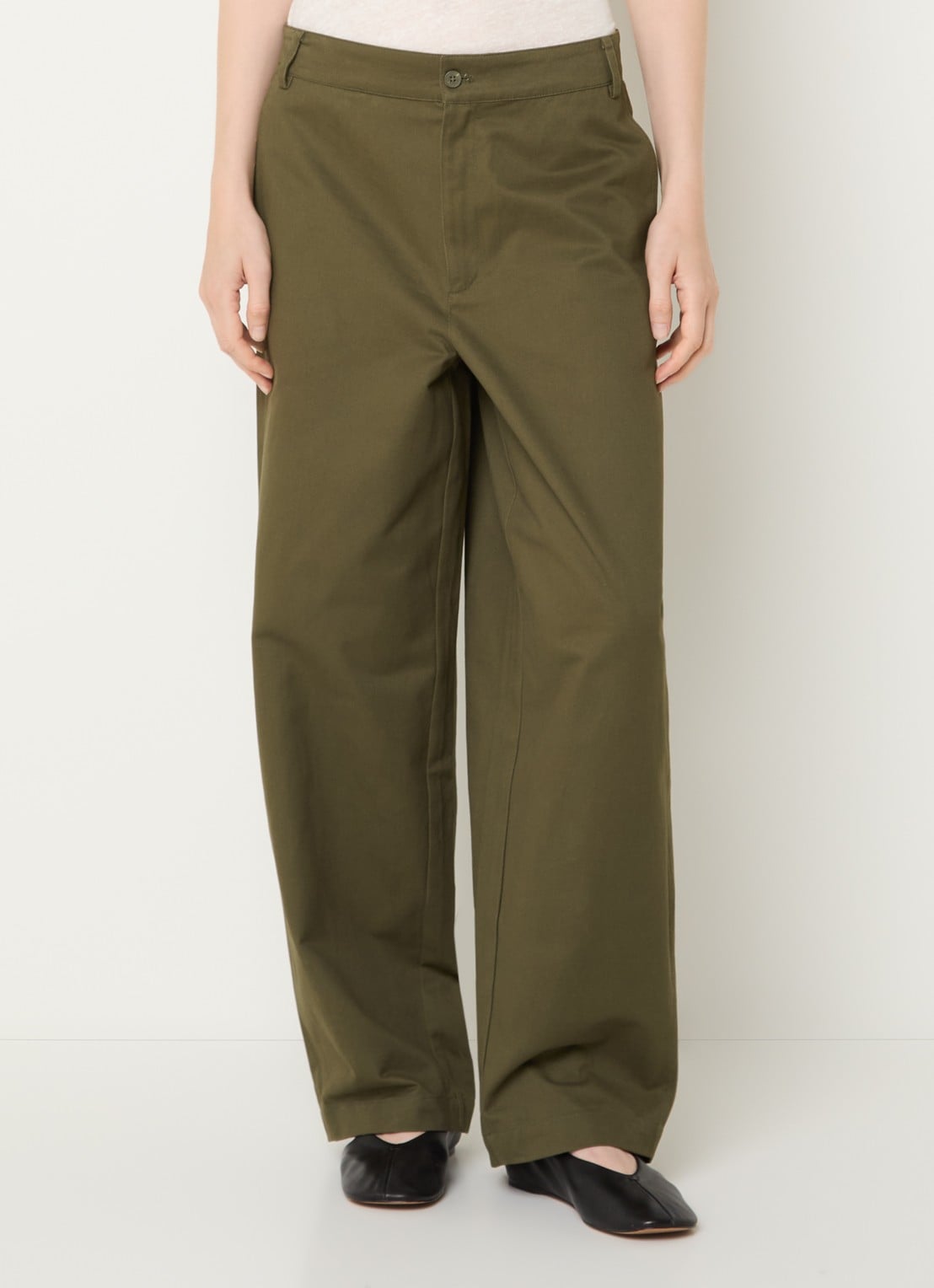 My Essential Wardrobe Gisva high waist loose fit broek met steekzakken - detail 4 olijfgroen