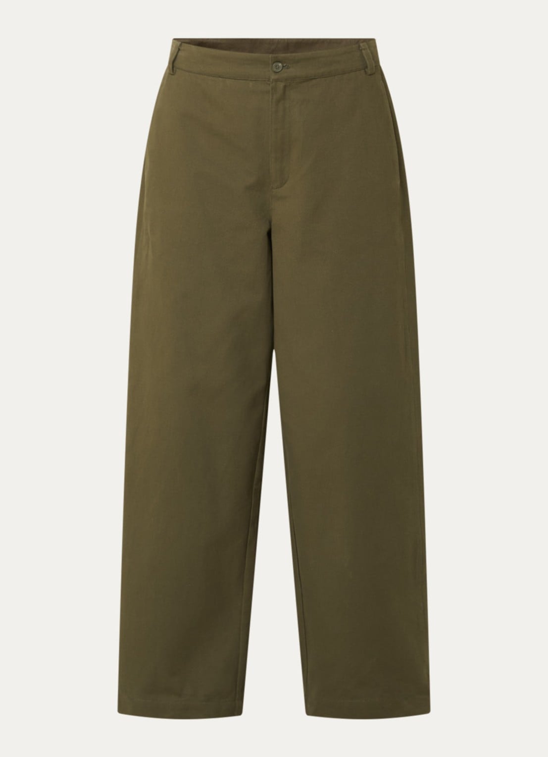 My Essential Wardrobe Gisva high waist loose fit broek met steekzakken - voorkant 2 olijfgroen