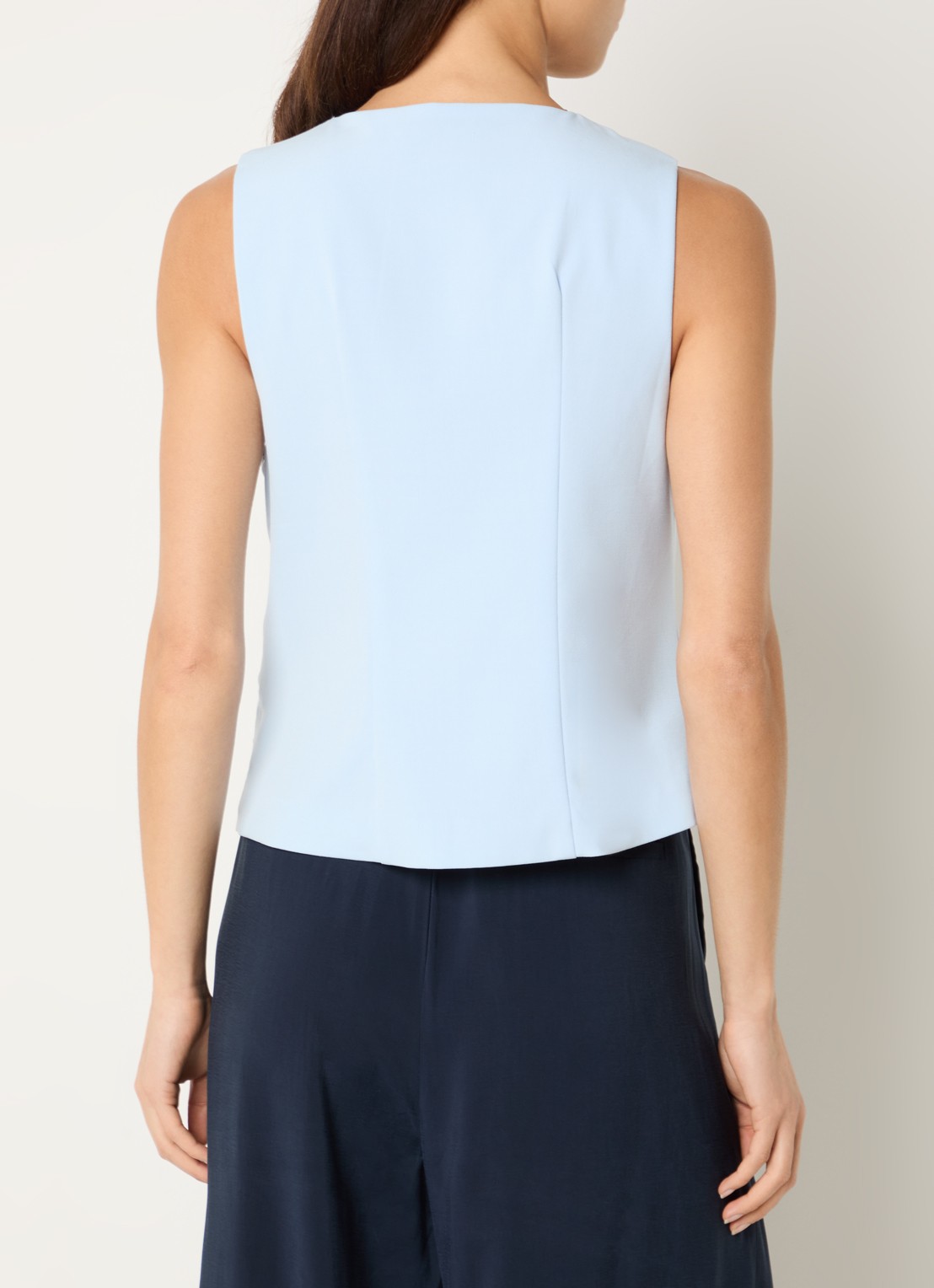 My Essential Wardrobe Hace gilet met asymmetrische hals en plooidetail - achterkant 4 lichtblauw