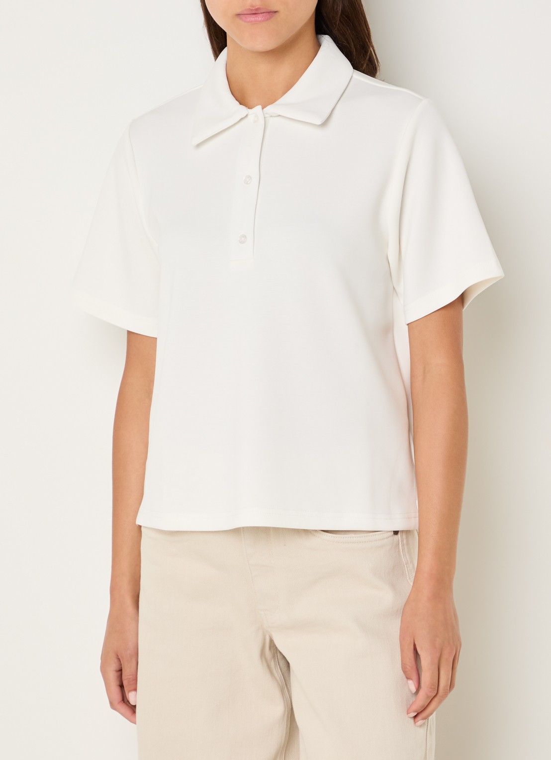 My Essential Wardrobe Helle polo met kraag - detail 2 wit